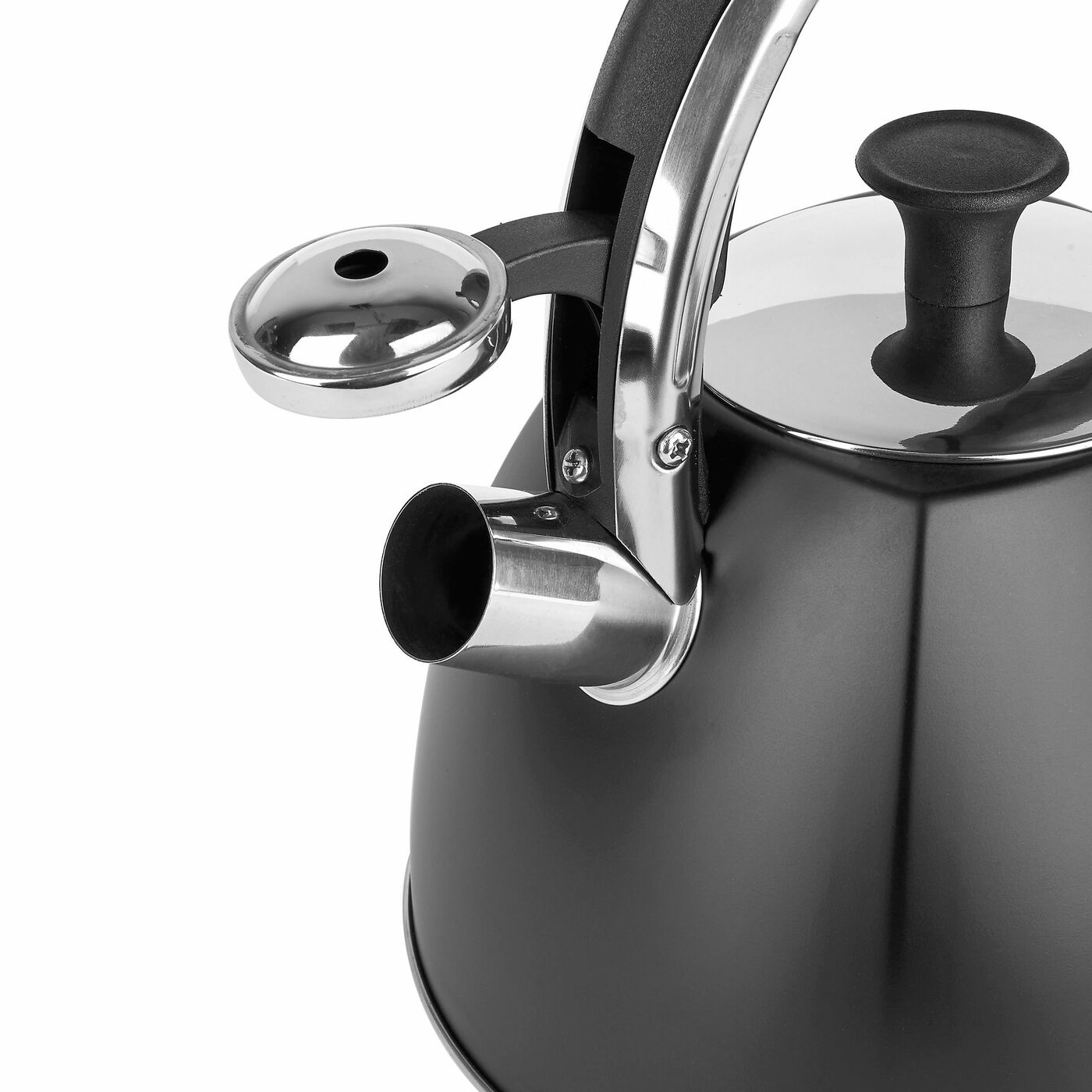 Matinės juodos spalvos virdulys konighoffer firenze ii - 2.5l su švilpuku, nerūdijantis plienas