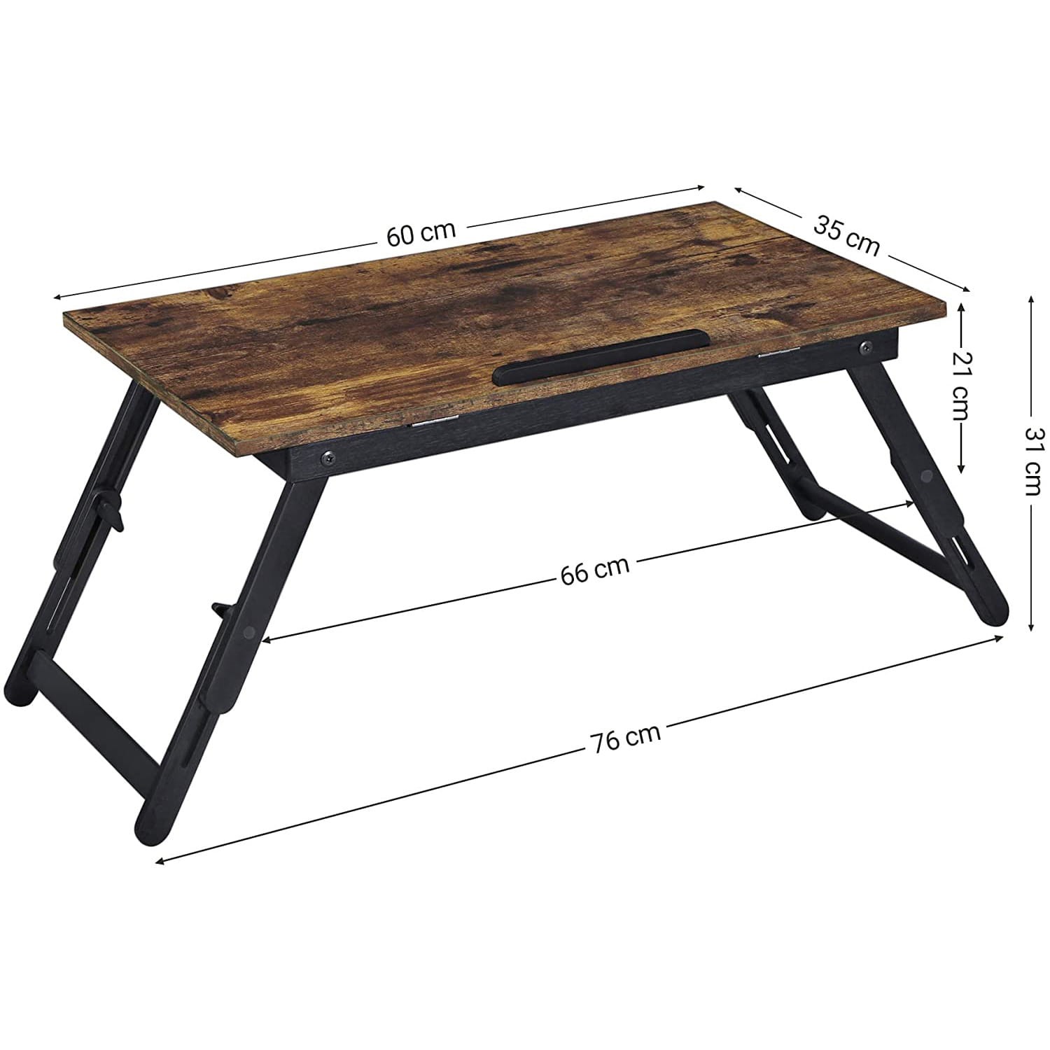 Nešiojamojo kompiuterio staliukas su reguliuojamu pasvirimo kampu, 60–76 × 35 × 21–31 cm 2
