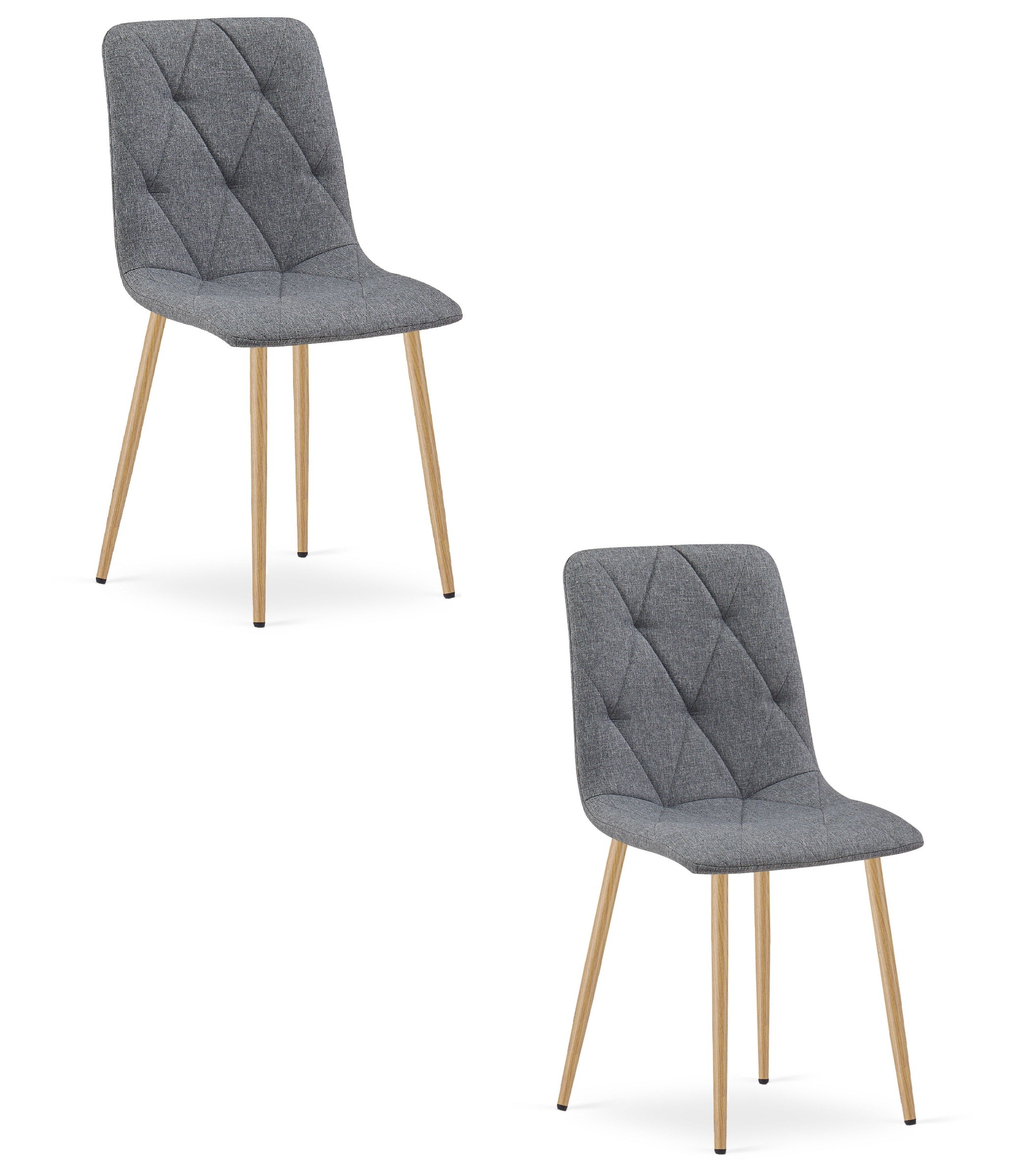 Kėdė su metalinėmis medienos imitacijos kojomis, tamsiai pilka, 87 × 44,5 × 54,5 cm, 2 vnt.