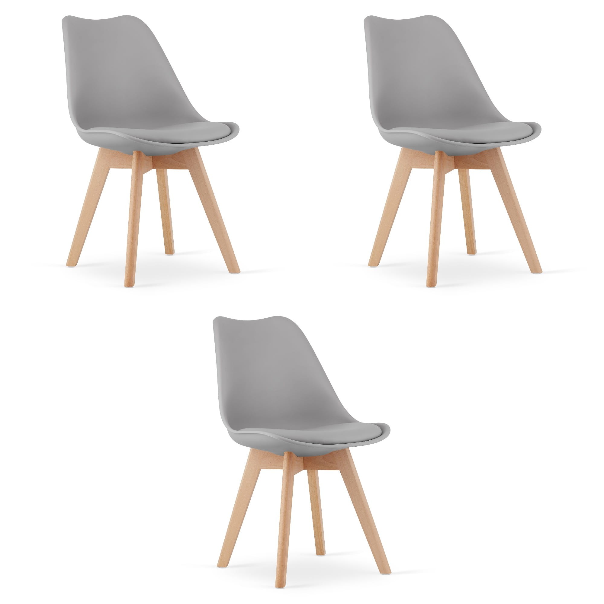 Kėdė MARK su buko medienos kojomis, pilka, 82 × 49 cm, 3 vnt.