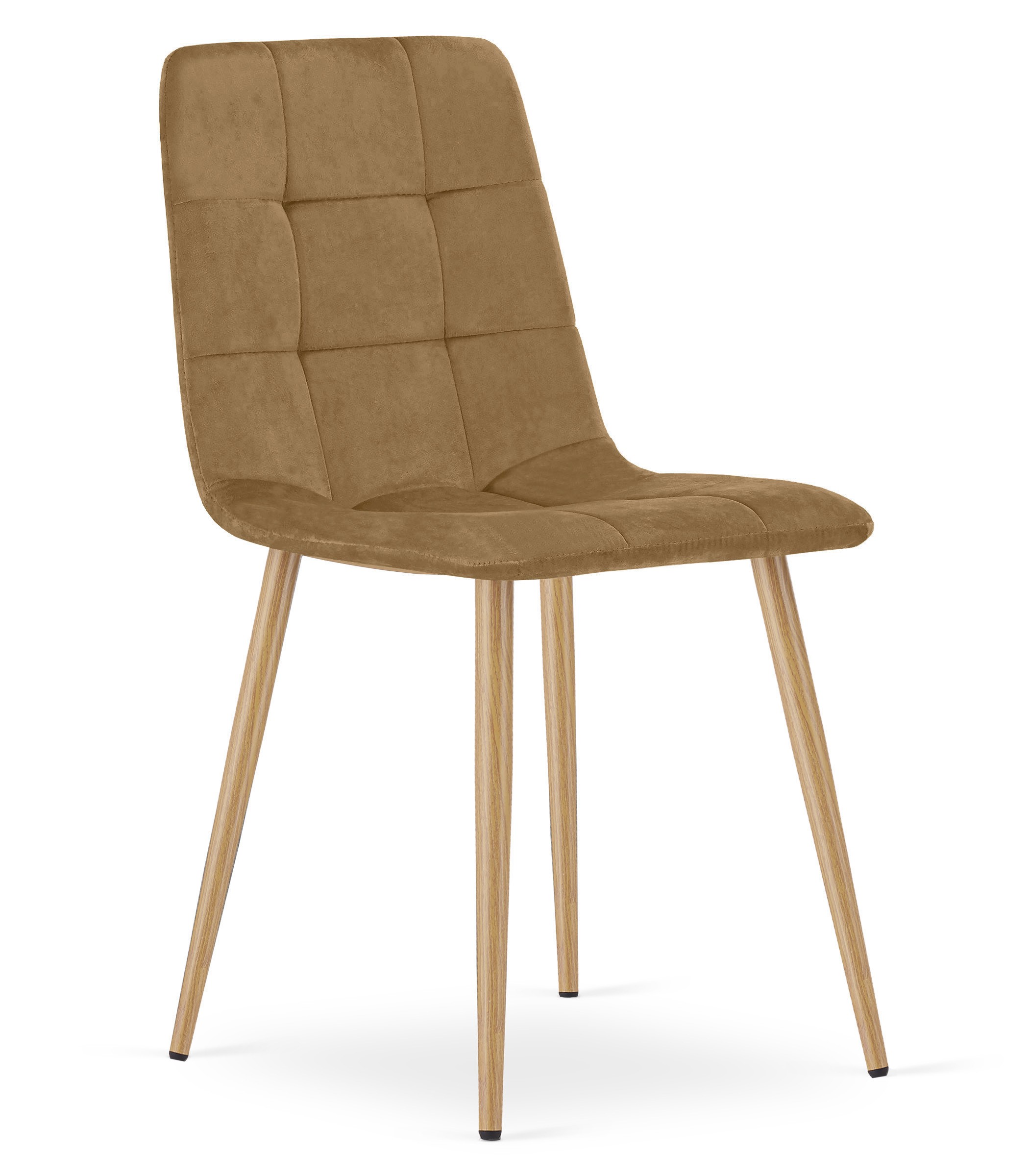 Kėdė aksominiu apmušalu ir metalinėmis medienos imitacijos kojomis, ruda, 87 × 44,5 × 50,5 cm, 2 vnt.