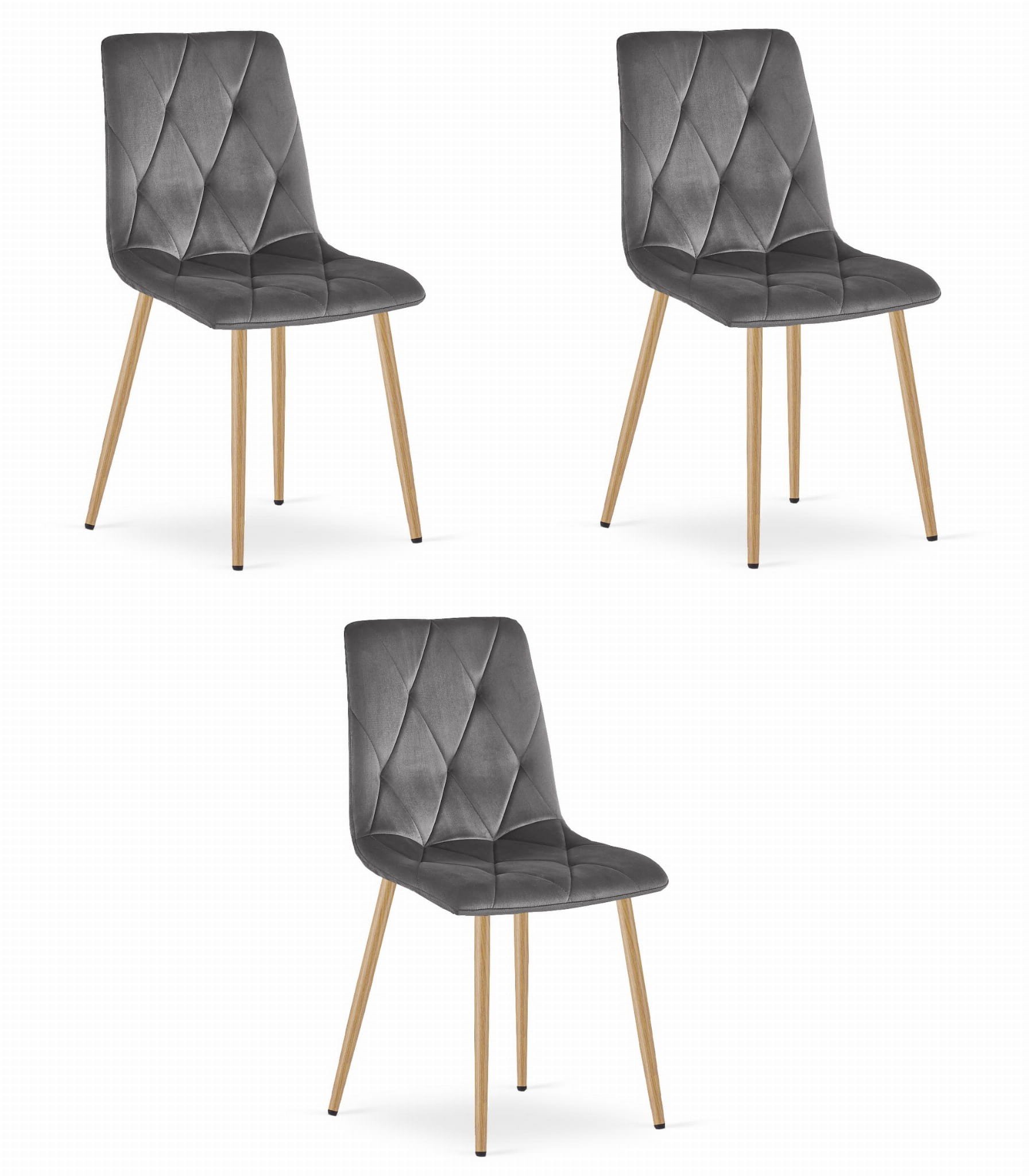 Kėdė LIBRA, veliūrinė, metalinės medienos imitacijos kojos, 3 vnt.