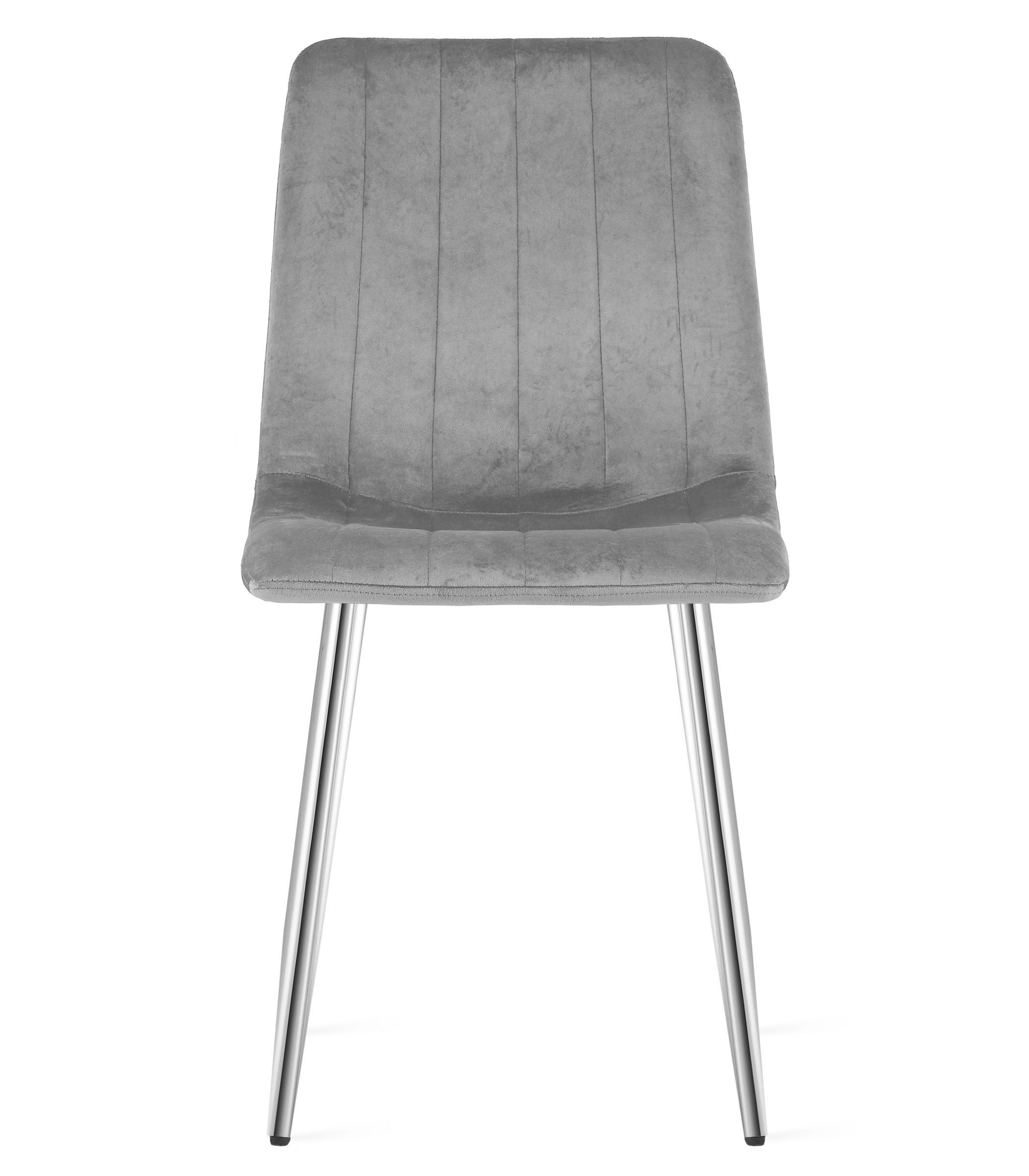 Kėdė veliūriniu apmušalu ir chromuotomis kojomis, šviesiai pilka, 86 cm, 3 vnt. 3