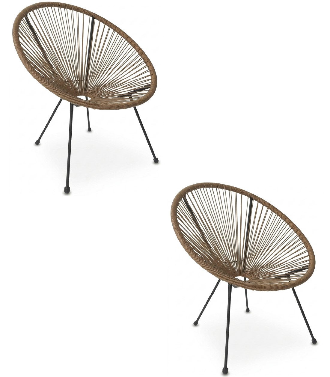 Lauko kėdė su technoratano sėdyne ir metalinėmis kojomis, ratano spalvos, 71 × 75 × 84 cm, 2 vnt.