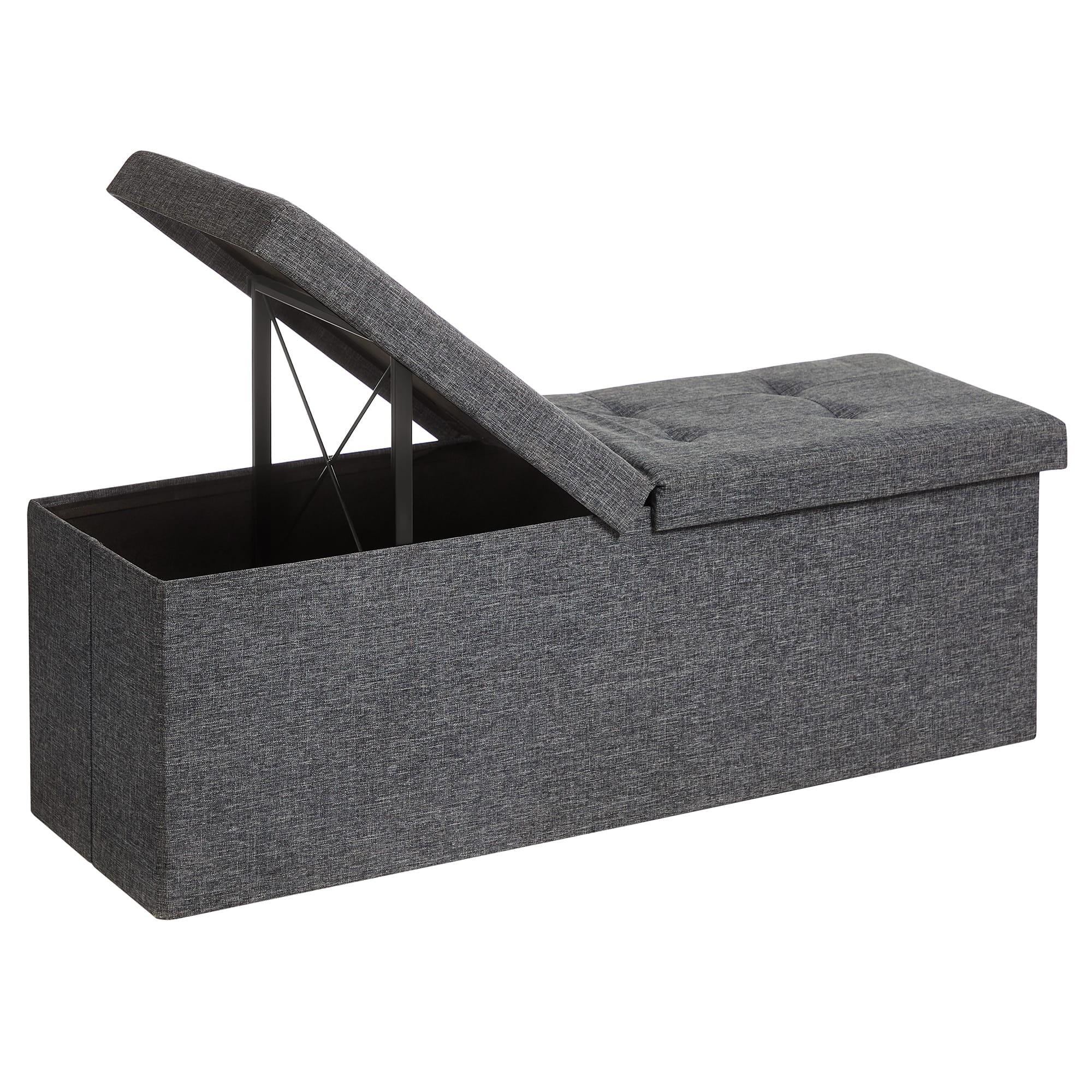 Pufas su daiktadėže, tamsiai pilkas, 110 × 38 × 38 cm