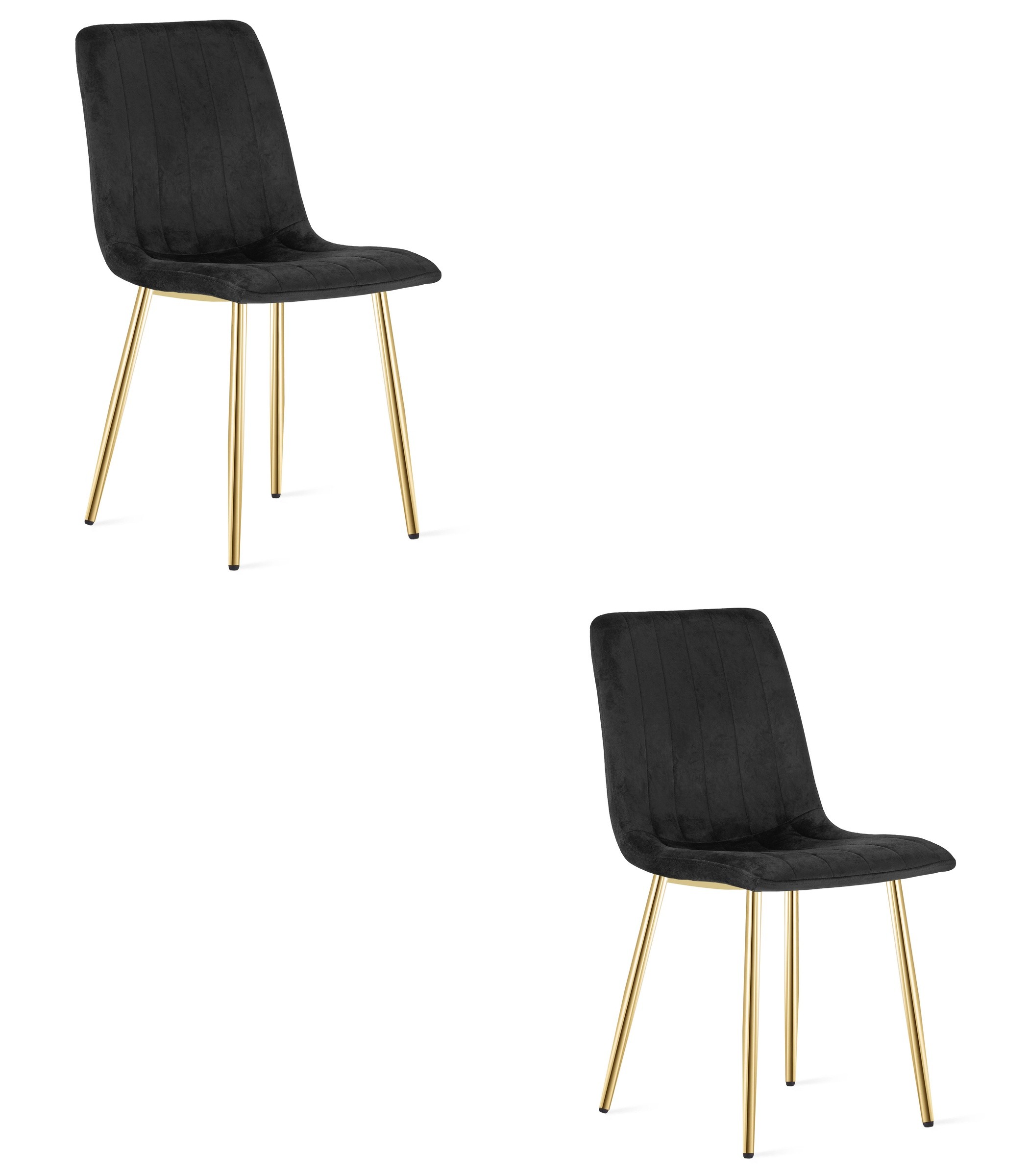 Vidaus kėdė veliūriniais apmušalais ir auksinėmis metalinėmis kojomis, juoda, 86 cm, 2 vnt.