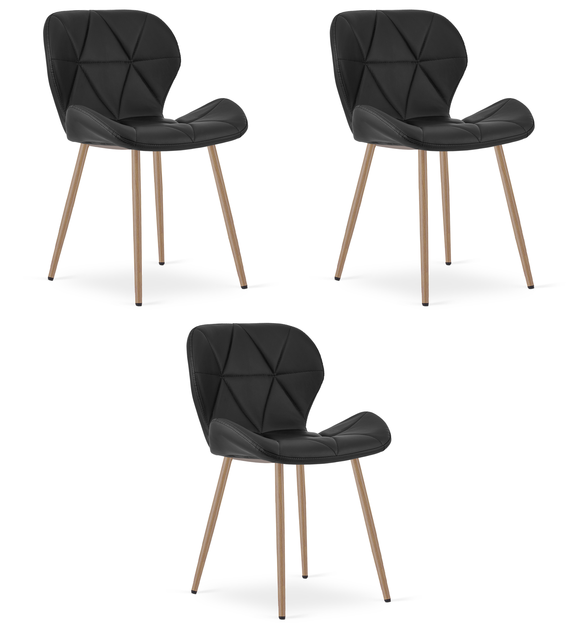 Kėdė MANGO iš dirbtinės odos, juoda, 76,5 × 46 × 53 cm, 3 vnt.