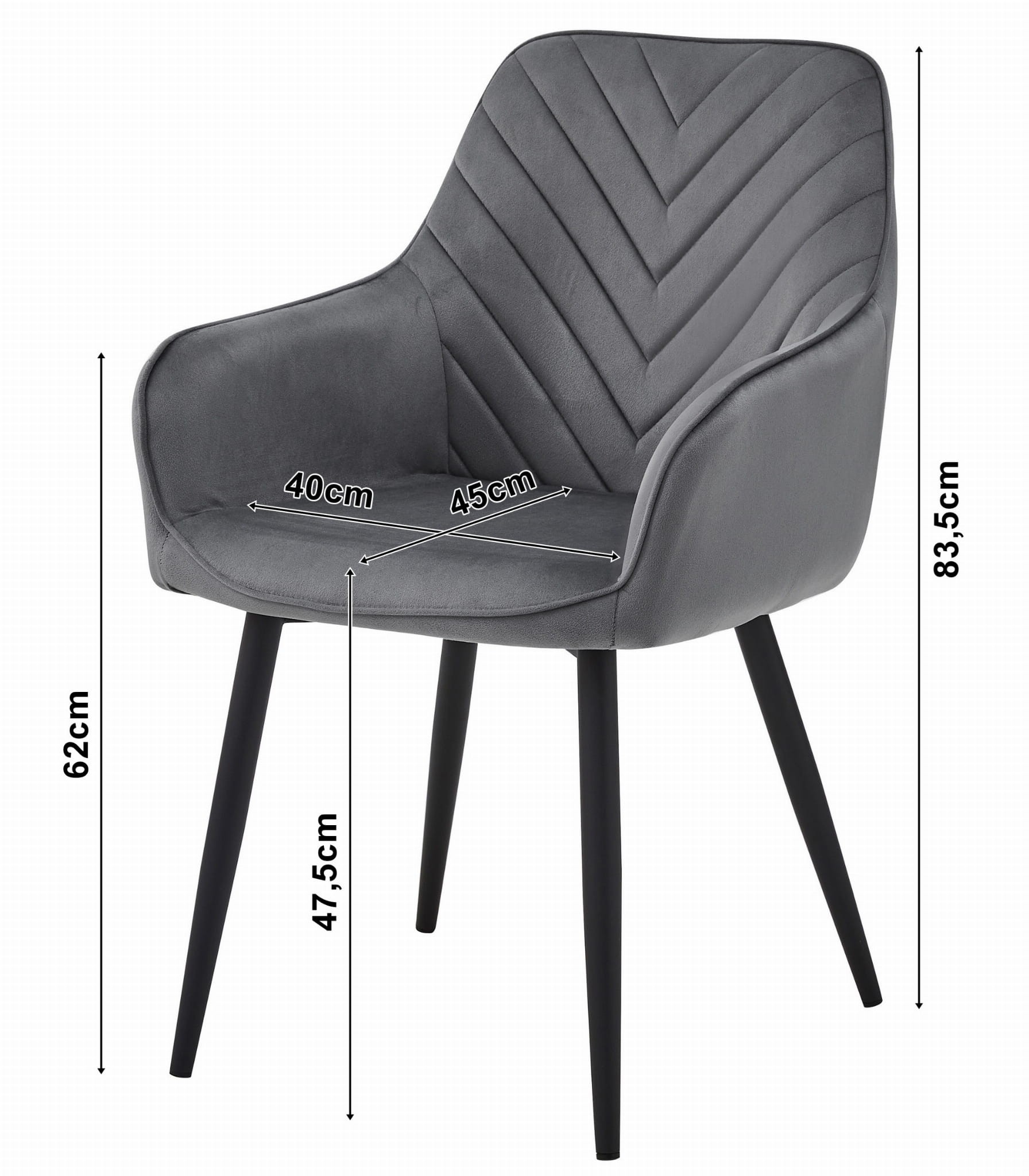 Kėdė su velvetiniu apmušalu, juoda, 83,5 × 54 × 61 cm, 2 vnt. 3
