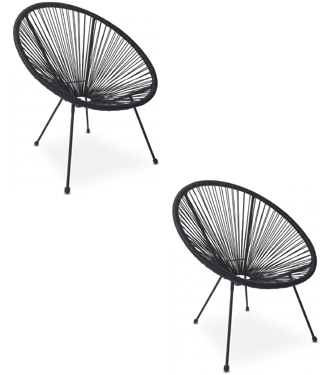 Lauko kėdės Acapulco su technoratano sėdyne, juodos, 84 × 71 × 75 cm, 2 vnt.