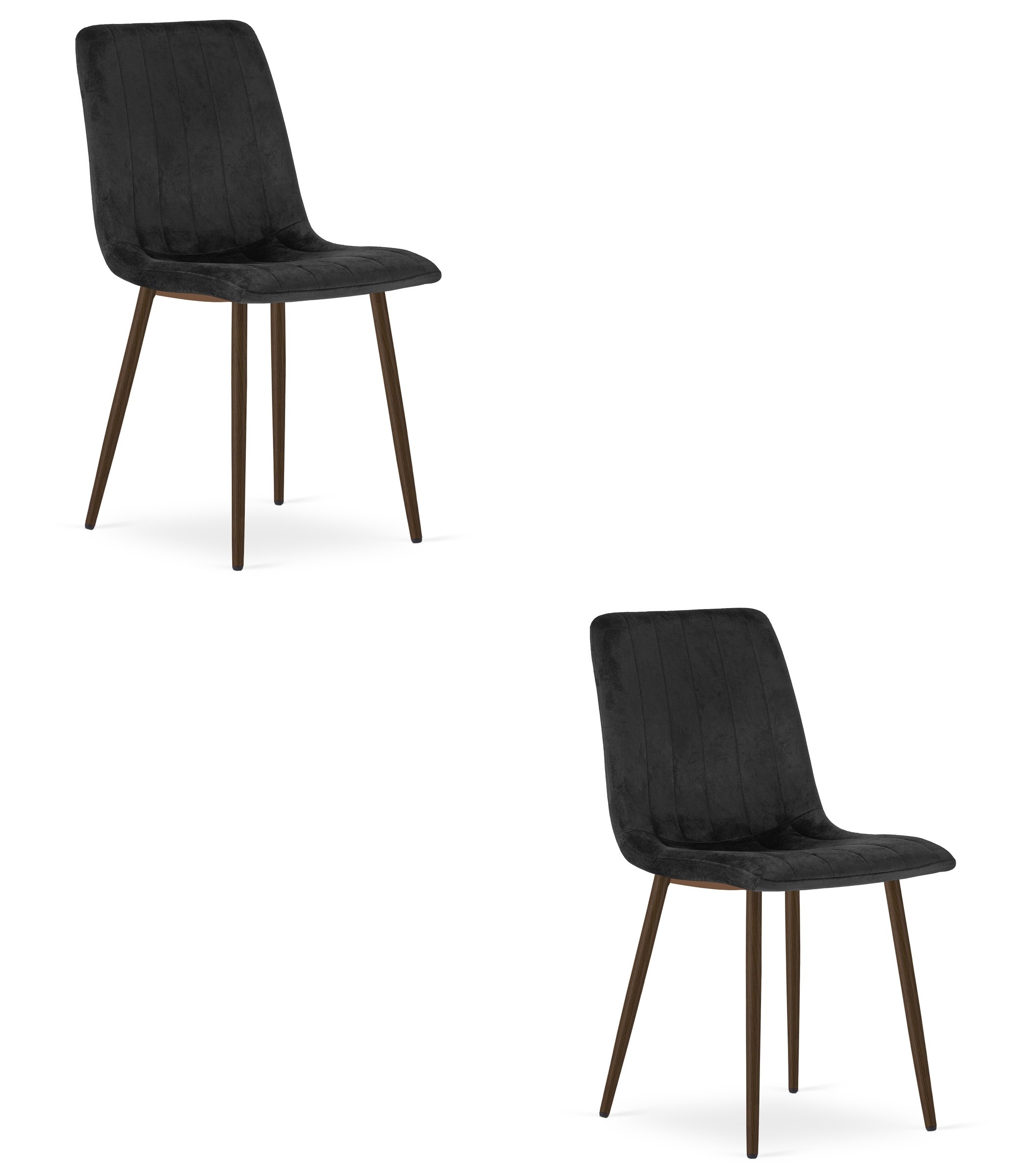 Kėdė su aksominiu apmušalu ir metalo kojomis, juoda, 86 cm, 2 vnt.