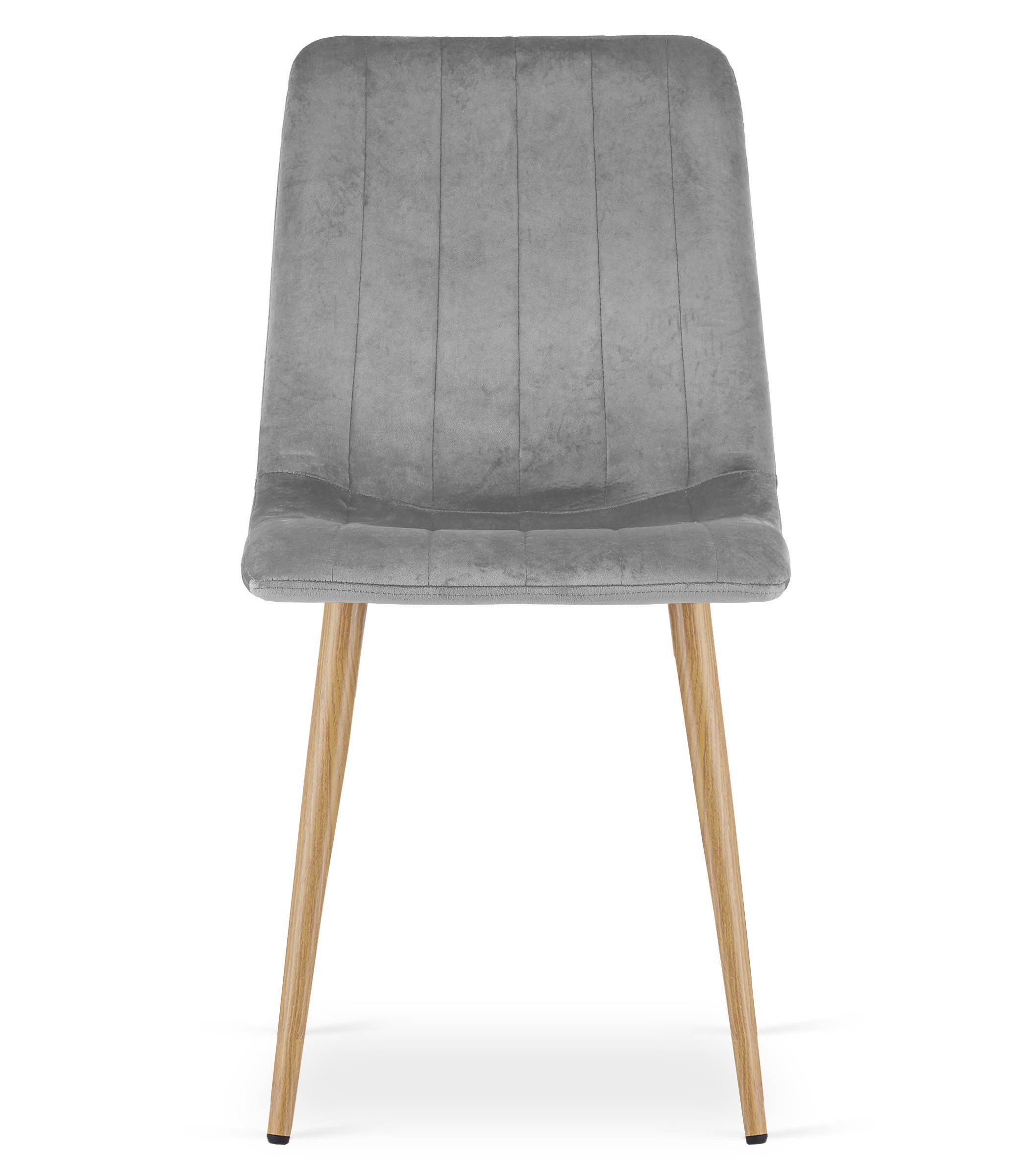 Kėdė su veliūriniu apmušalu ir medienos rašto metalinėmis kojomis, šviesiai pilka, 86 cm, 3 vnt. 2