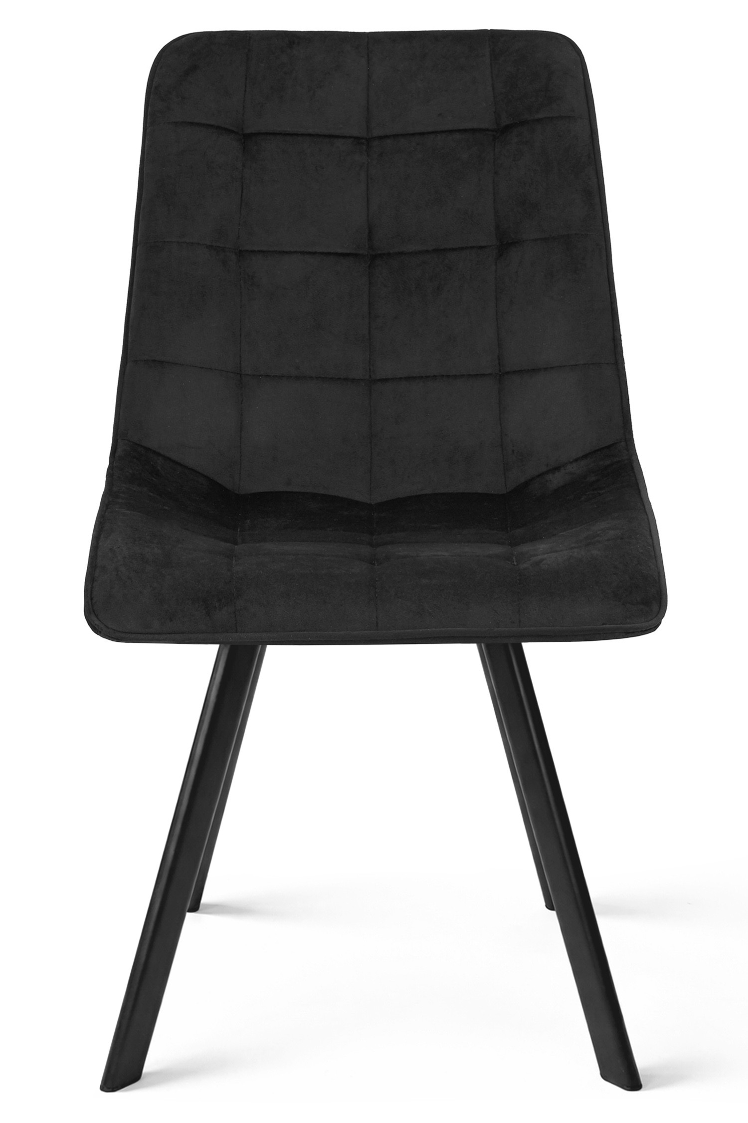 Kėdė su veliūriniu apmušalu ir metalinėmis kojomis, juoda, 49 × 60 × 87 cm, 4 vnt. 2