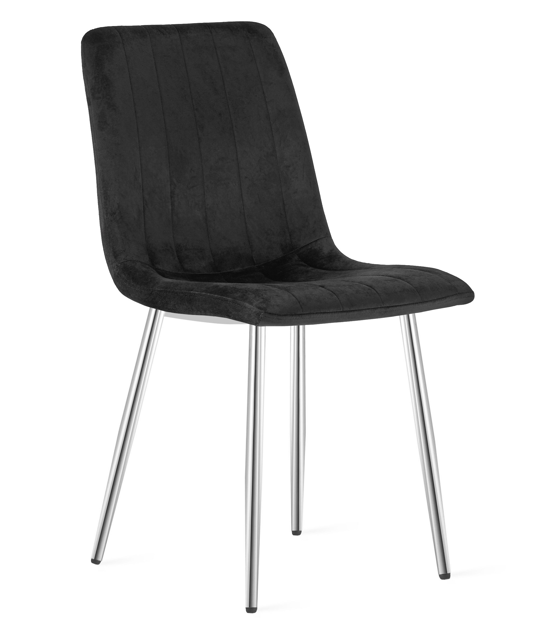 Veliūrinė kėdė su chromuotomis kojomis, juoda, 86 cm, 4 vnt.