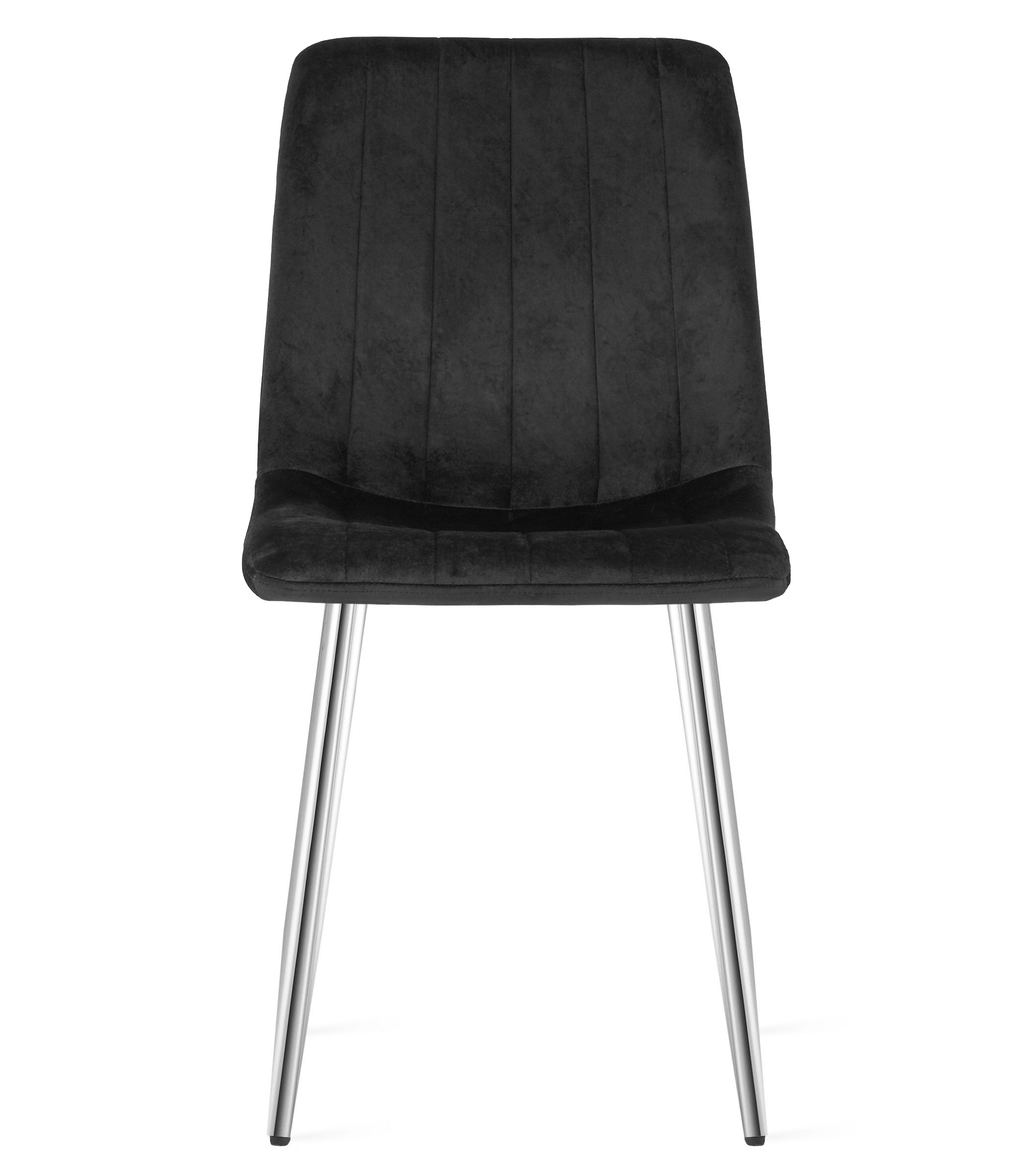 Veliūrinė kėdė su chromuotomis kojomis, juoda, 86 cm, 4 vnt. 3