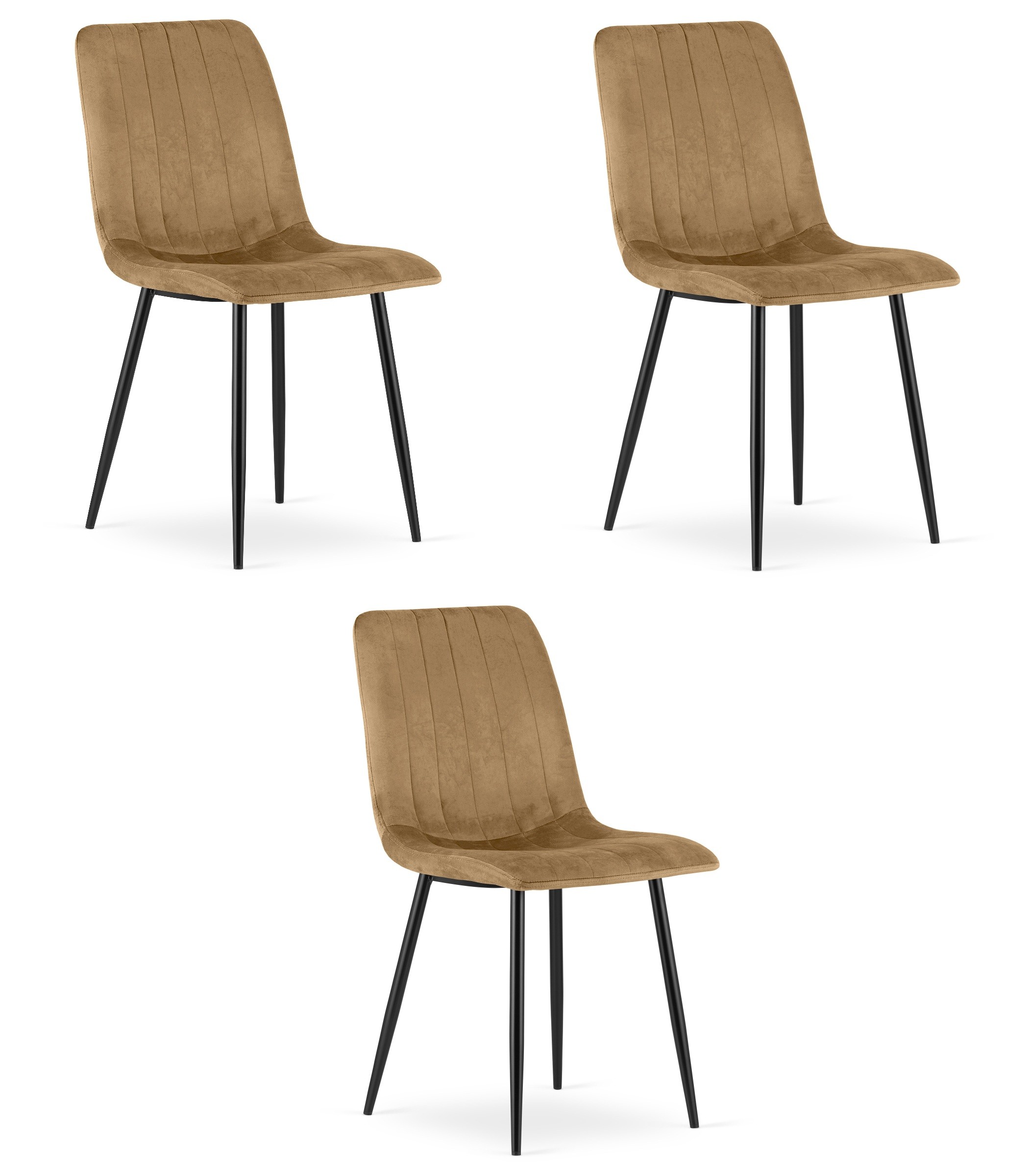 Kėdė su veliūriniu apmušalu, ruda, 87 cm, 3 vnt.