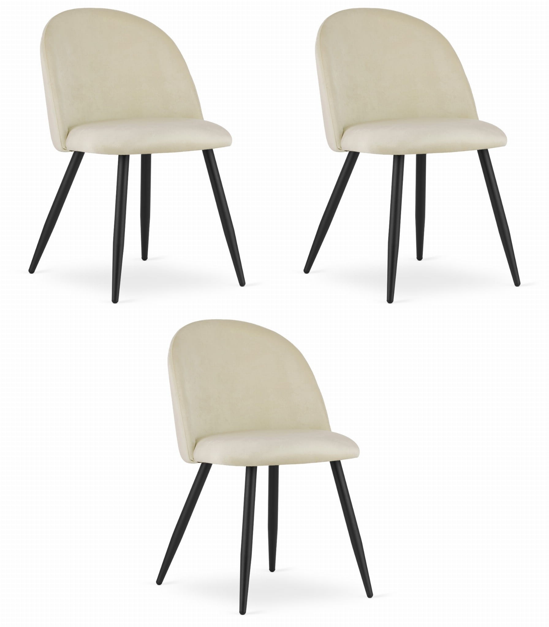 Kėdė BELLO su metalinėmis kojomis, smėlio spalvos, 76,5 cm, 3 vnt.