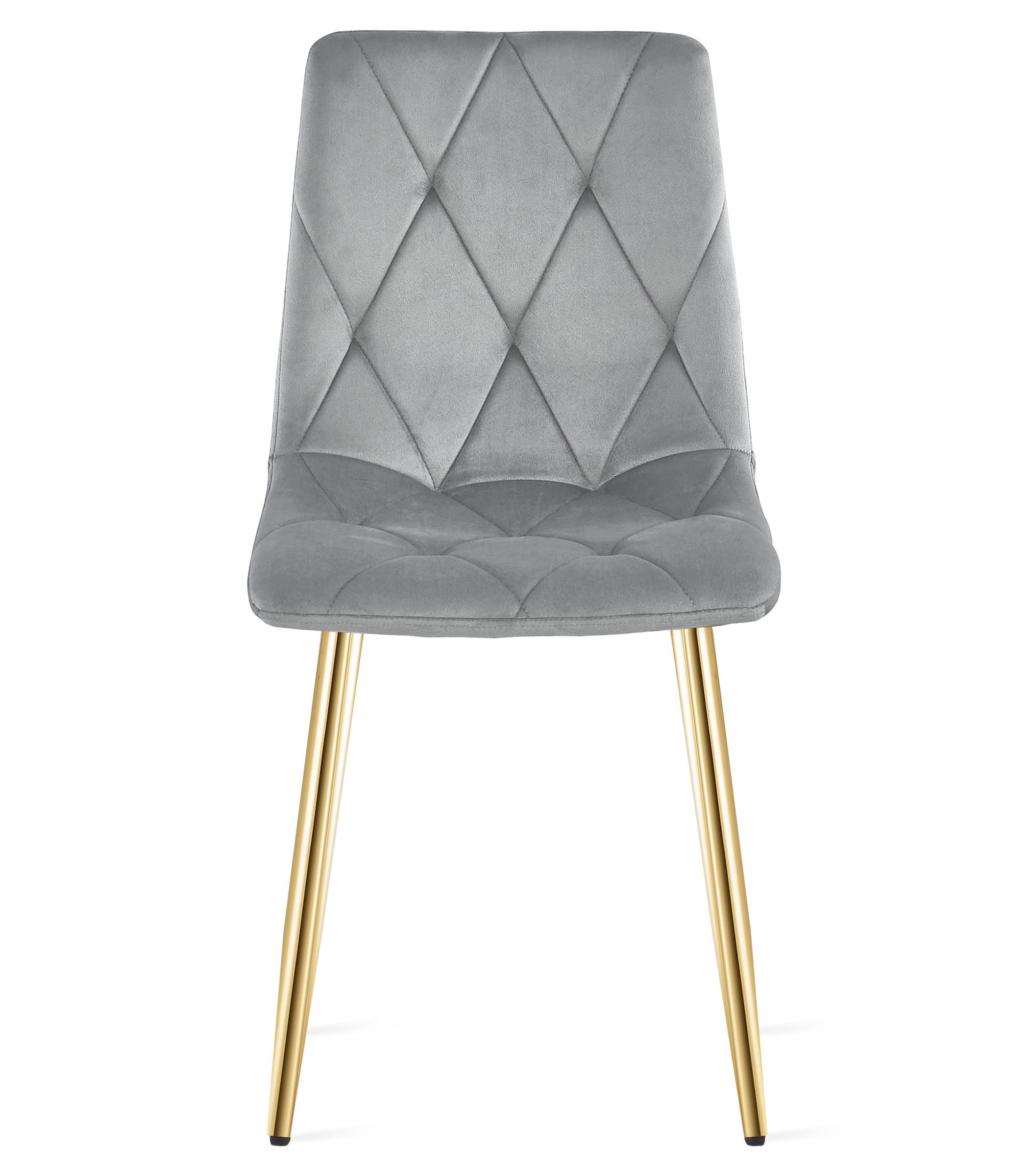 Kėdė veliūrinė, su auksinės spalvos metalinėmis kojomis, šviesiai pilka, 86,5 × 45 × 54 cm, 4 vnt. 2