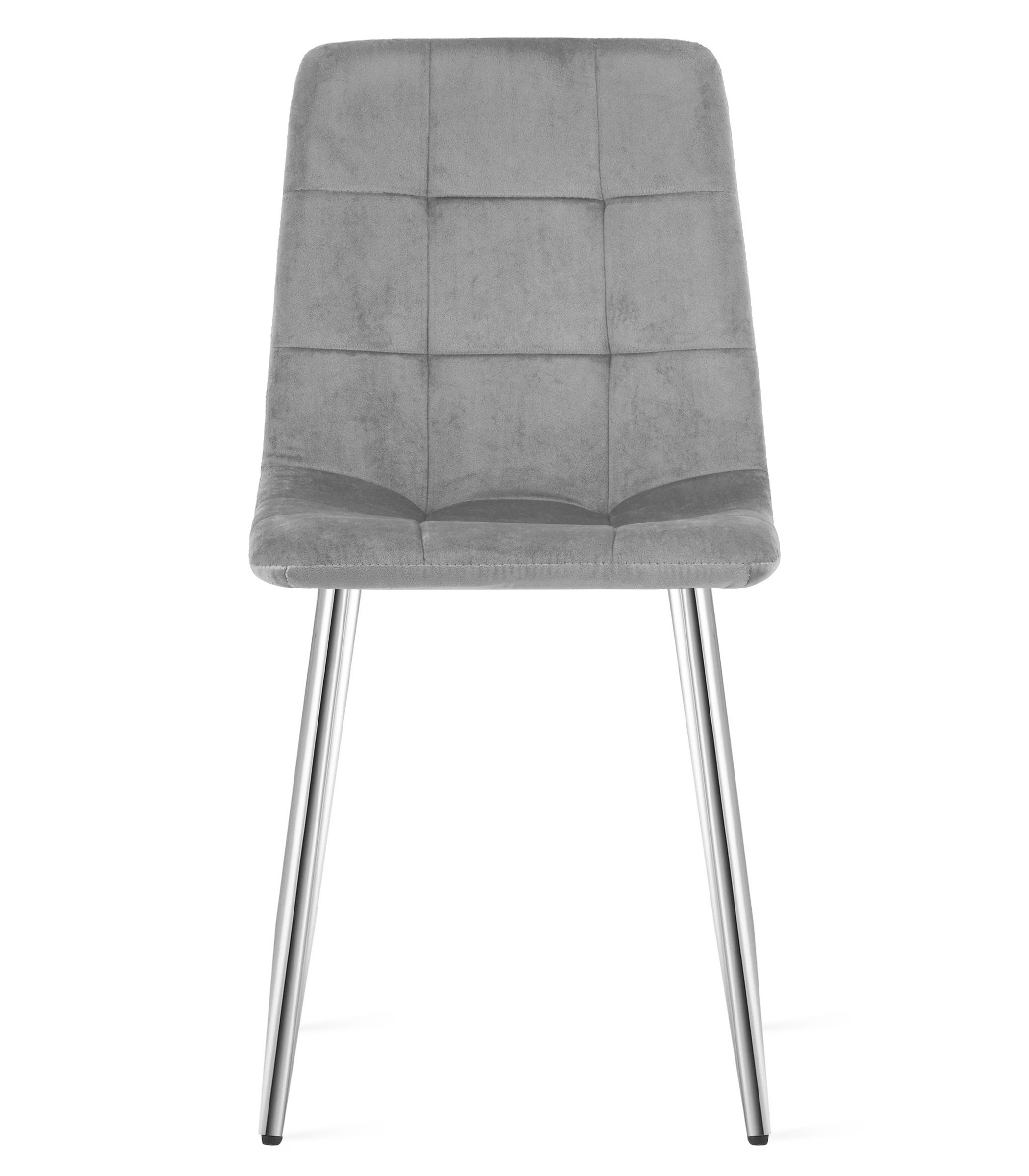 Kėdė KARA su veliūriniu apmušalu ir chromuotomis metalinėmis kojomis, šviesiai pilka, 87 × 45 × 50,5 cm, 2 vnt. 3