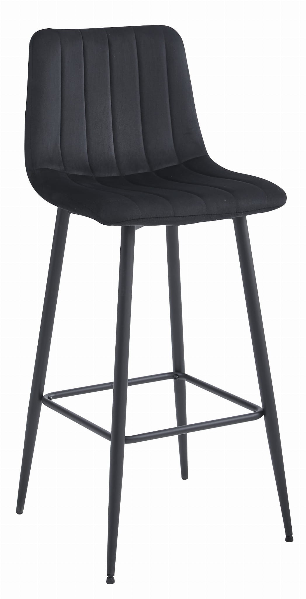 Baro kėdė su aksomine sėdyne ir plieninėmis kojomis, juoda, 104 cm, 4 vnt.