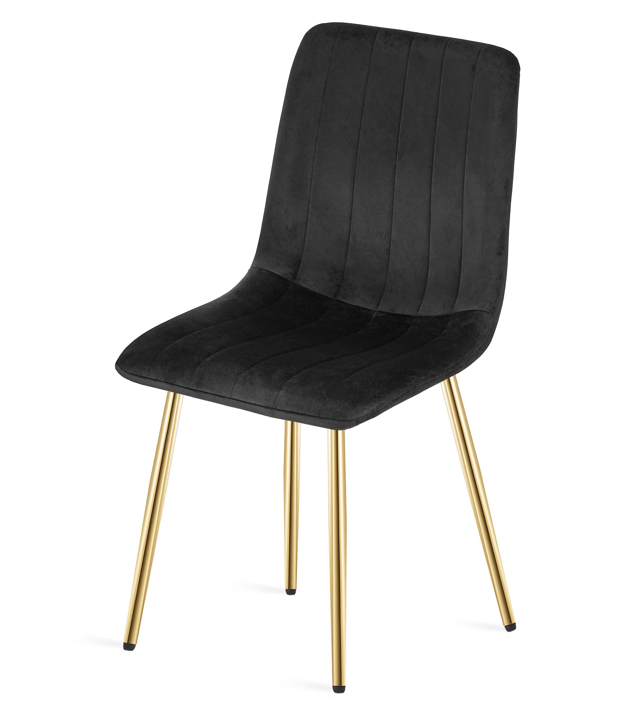 Kėdė su aksomo apmušalu ir auksinėmis metalinėmis kojomis, juoda, 86 cm 3