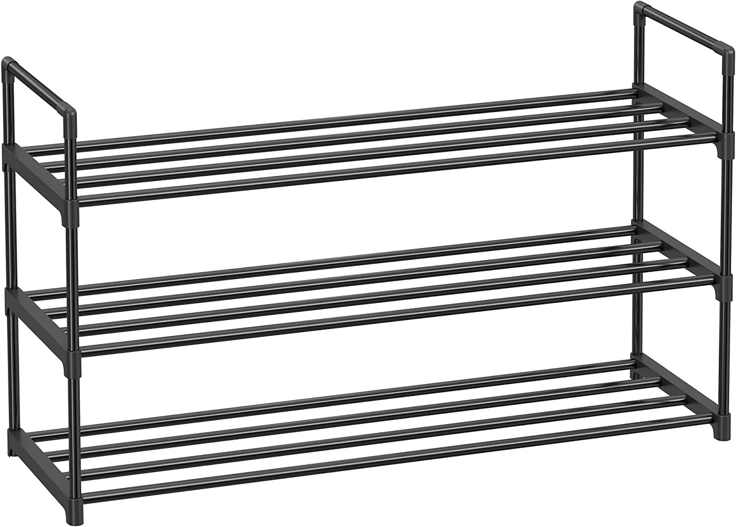 Batų lentyna, 3 lentynų, juoda, 92 × 30 × 54 cm