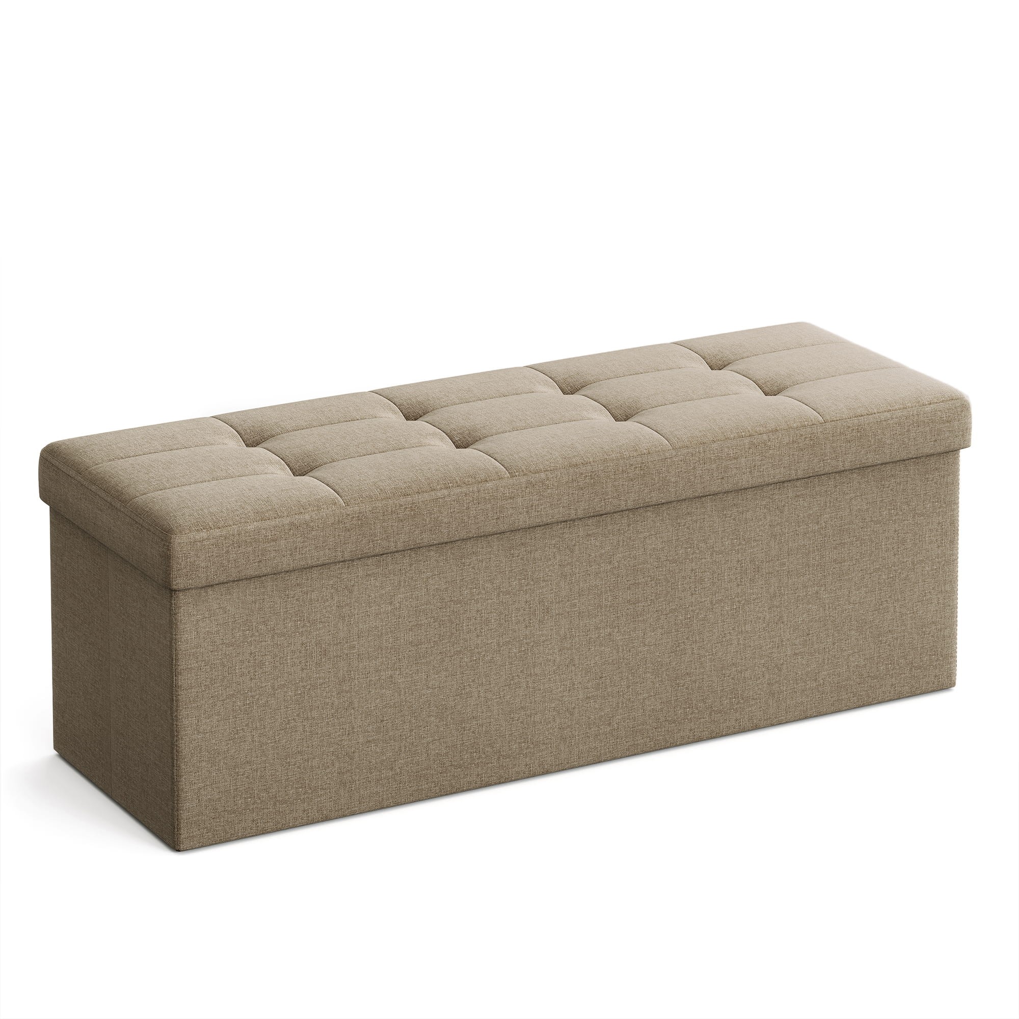 Sulankstomas pufas-daiktadėžė, šviesiai rusvas (taupe), 110 × 38 × 38 cm