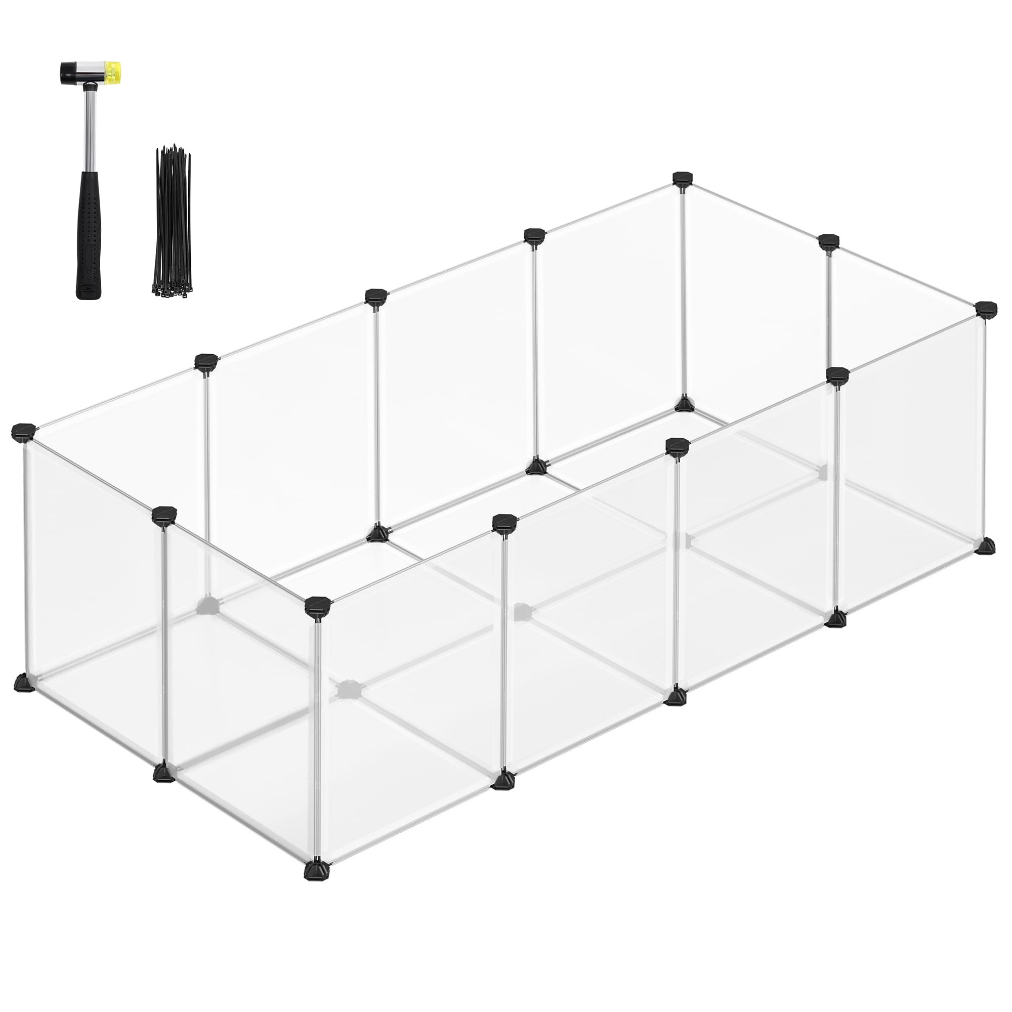 Modulinis aptvaras smulkiems gyvūnams, skaidrus ir juodas, 143 × 73 × 46 cm