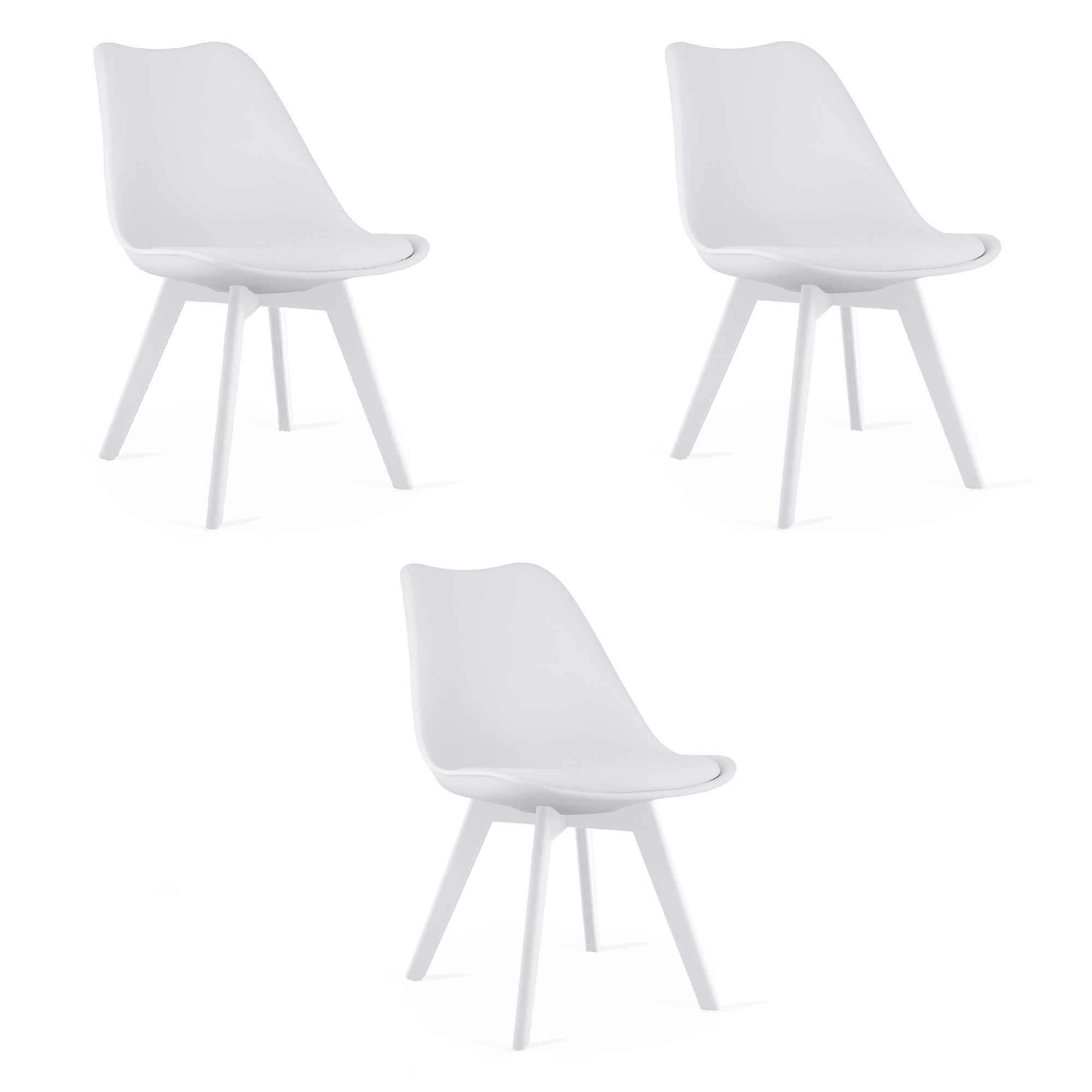 Kėdė MARK su eko odos pagalvėle, balta, 82 cm, 3 vnt.