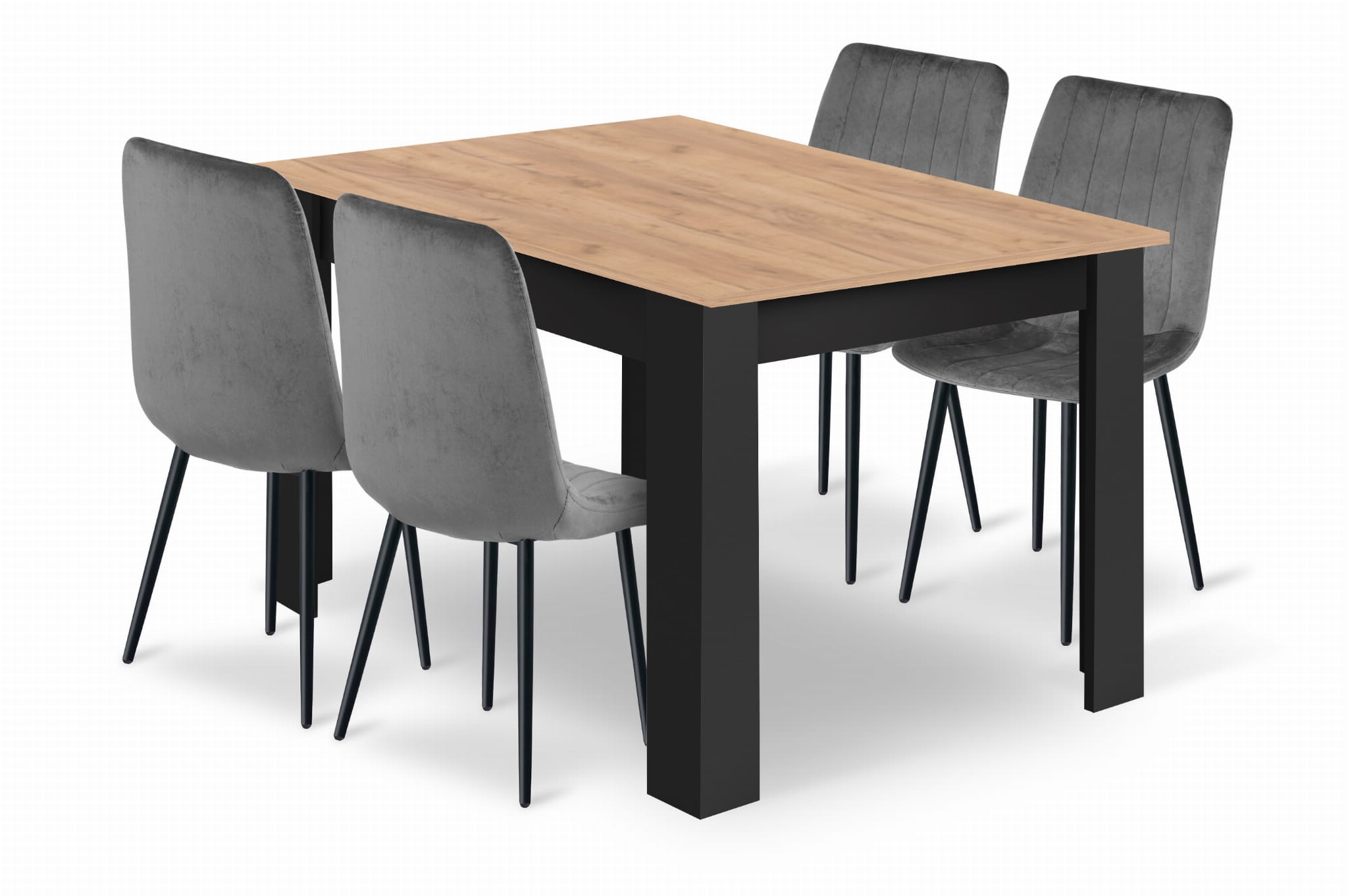Stalo ir 4 kėdžių komplektas, Craft ir pilka, 120 × 80 × 75 cm
