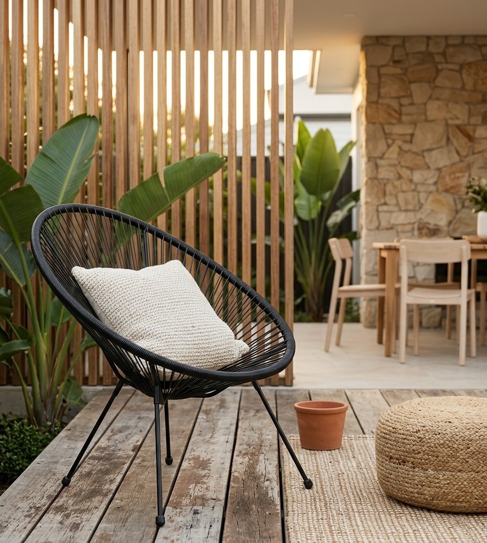 Lauko kėdė su technoratano sėdyne, juoda, 84 × 71 × 75 cm