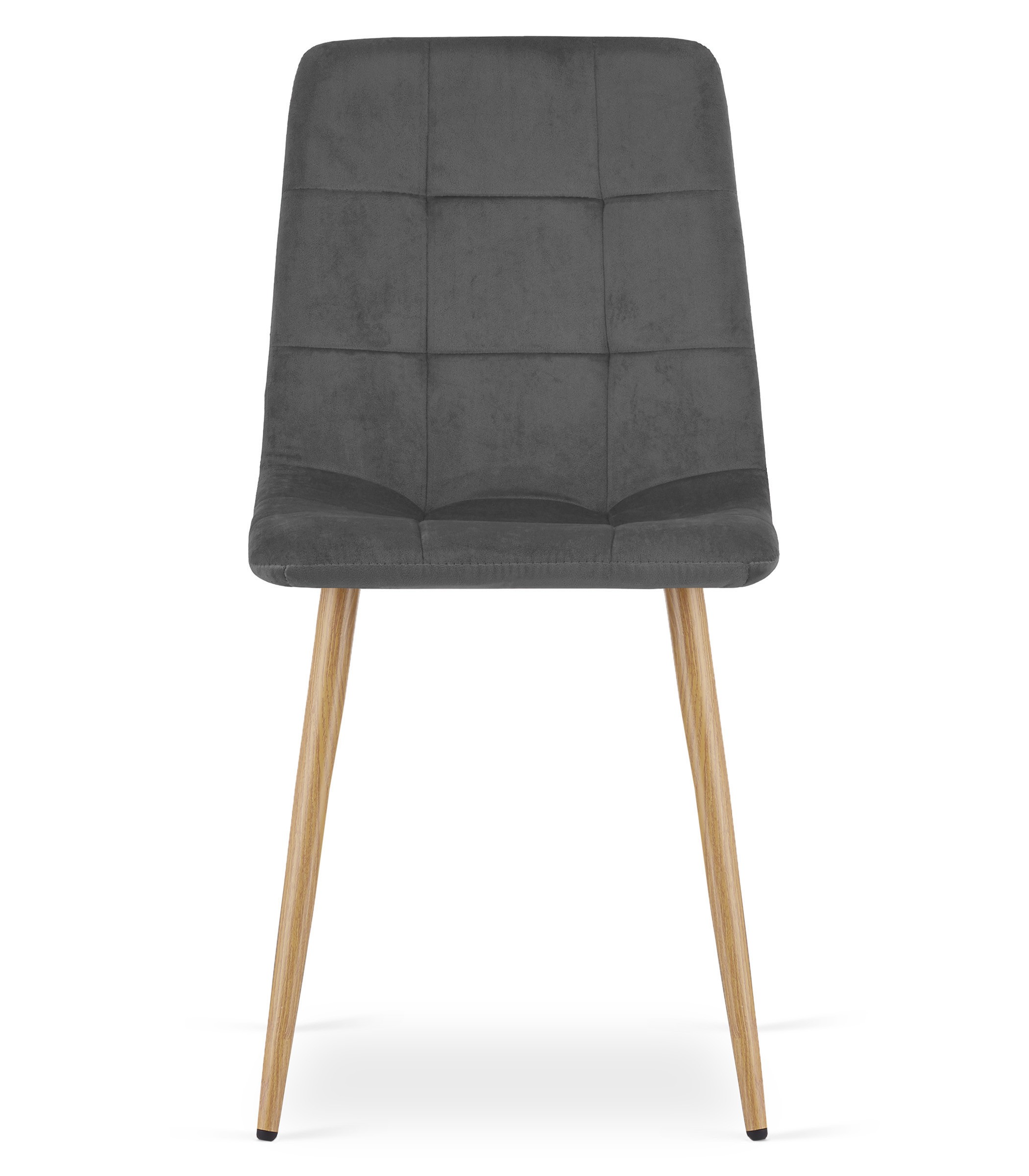 Kėdė su veliūriniu apmušalu ir metalinėmis medienos rašto kojomis, tamsiai pilka, 87 × 44,5 × 50,5 cm, 2 vnt. 2