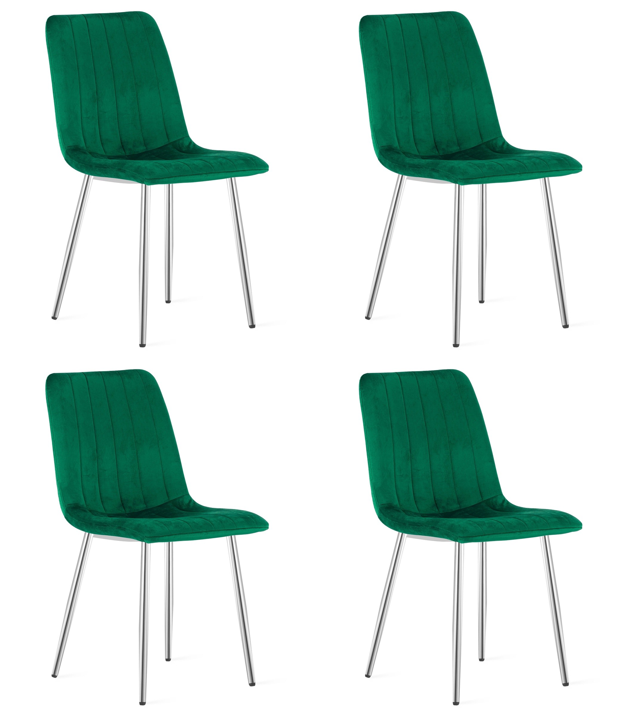 Kėdė su veliūriniu apmušalu ir chromuotomis kojomis, žalia, 86 cm, 4 vnt.