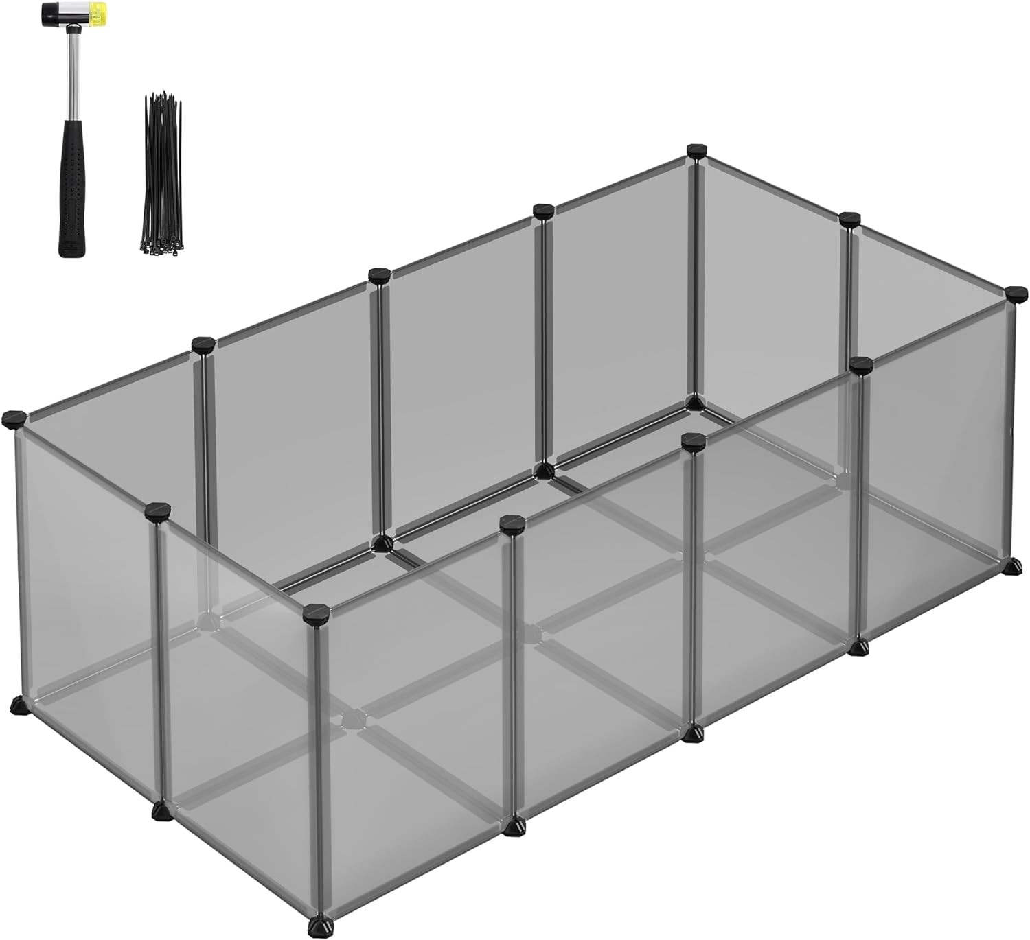 Aptvaras gyvūnams, modulinis, pilkas ir juodas, 125 × 63 × 42 cm