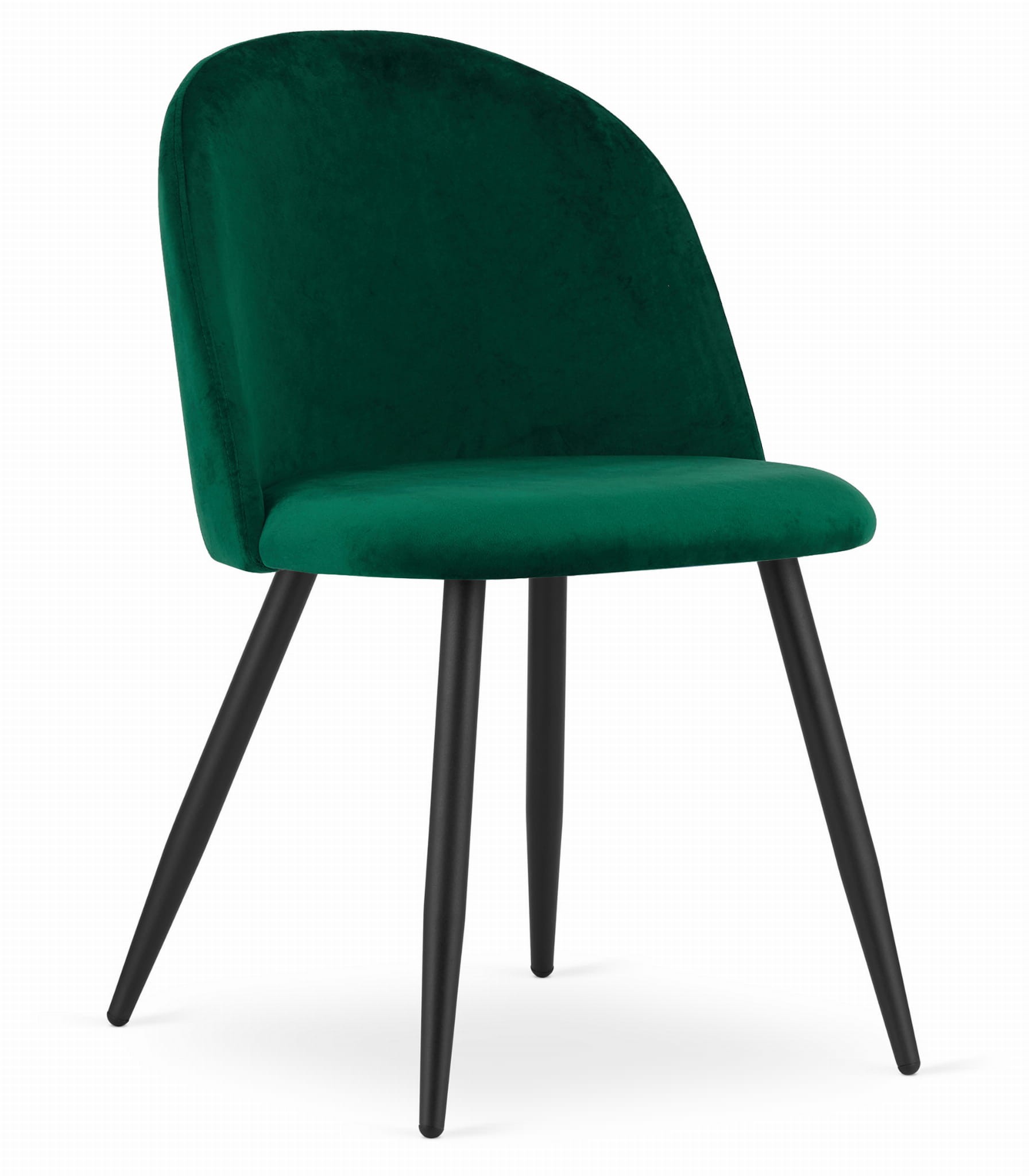 Kėdžių komplektas BELLO, žalias aksomas, juodos metalinės kojos, 76,5 cm, 3 vnt.