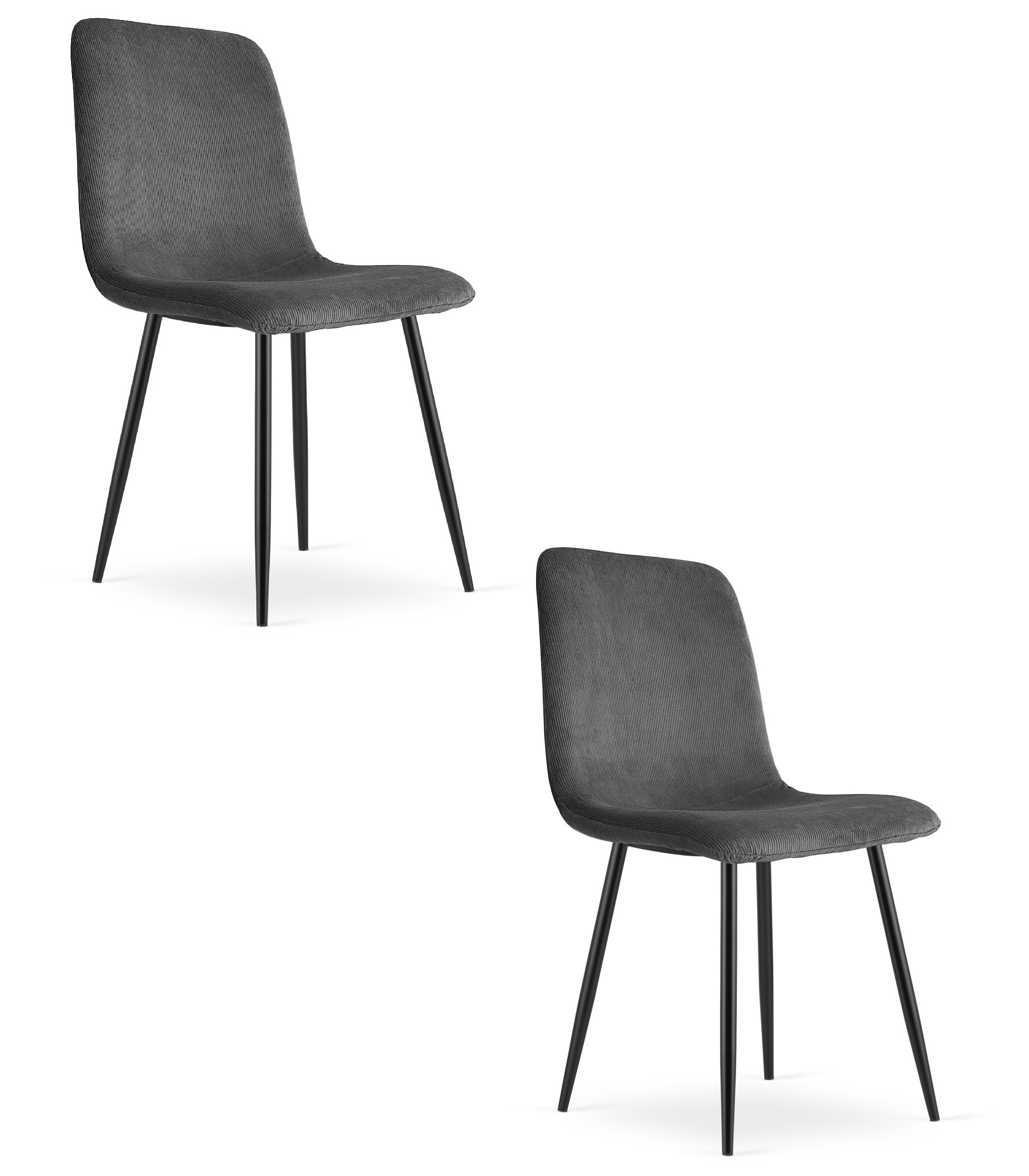 Kėdė su velvetiniu apmušalu ir metalinėmis kojomis, pilka, 87 × 46 × 55 cm, 2 vnt.
