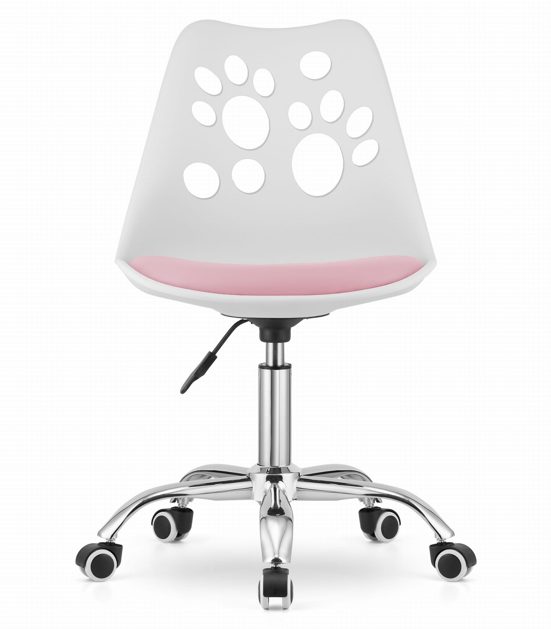 Biuro kėdė PRINT su reguliuojamu sėdynės aukščiu, balta ir rožinė, 94 cm