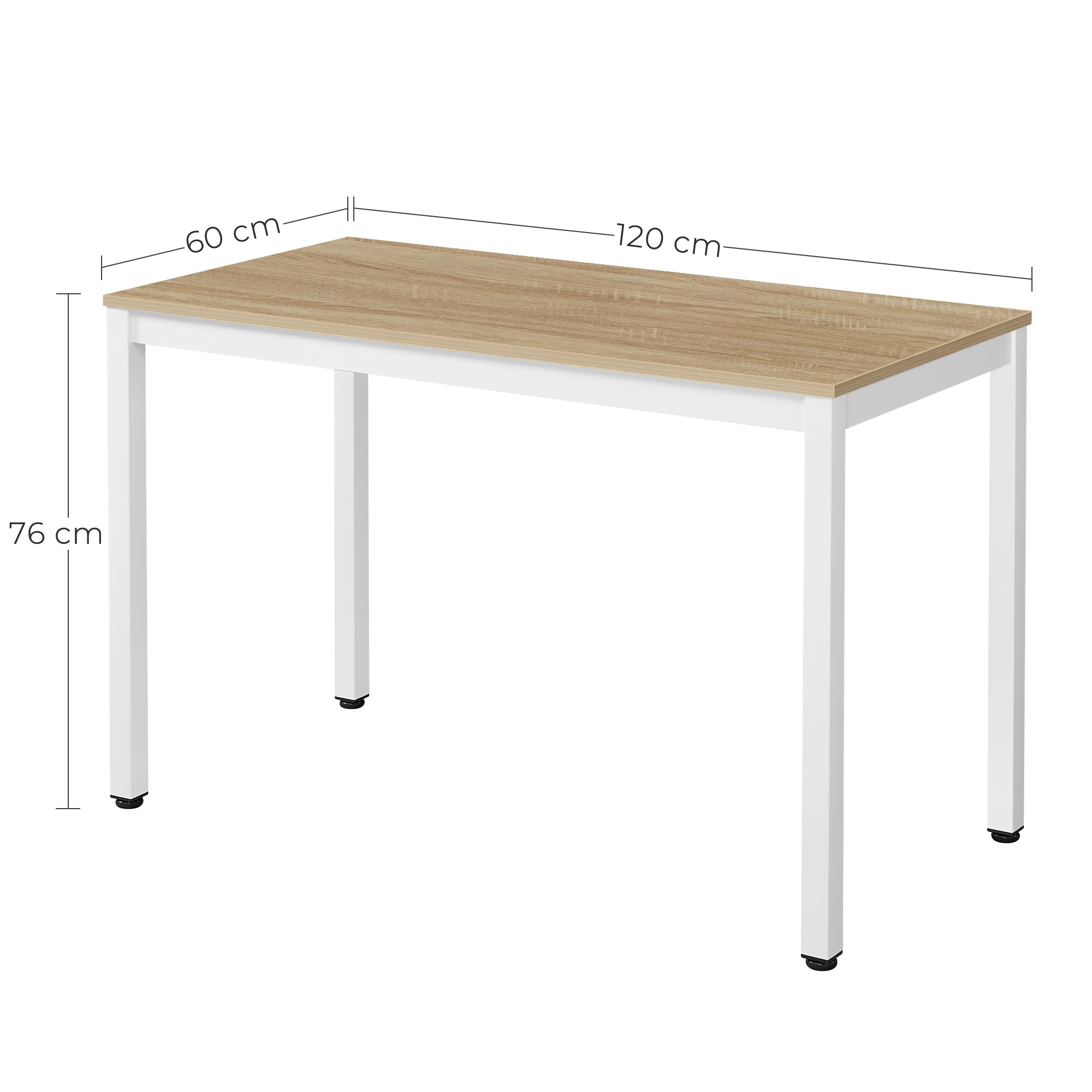 Stalas TESSA, ąžuolo sonoma/baltas, 120 × 60 × 76 cm
