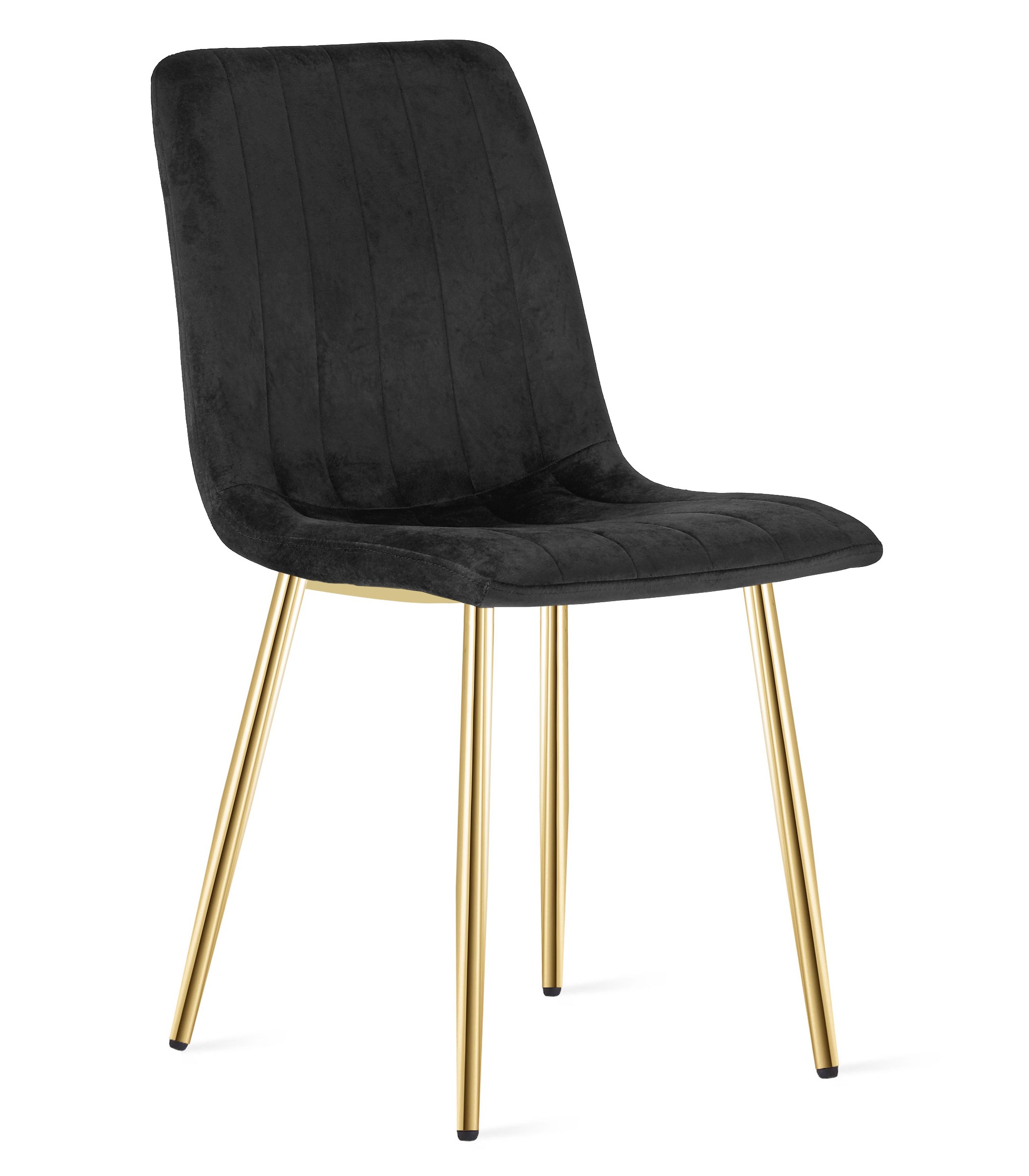 Kėdė veliūriniu apmušalu ir auksinės spalvos metalinėmis kojomis, juoda, 86 cm, 4 vnt.