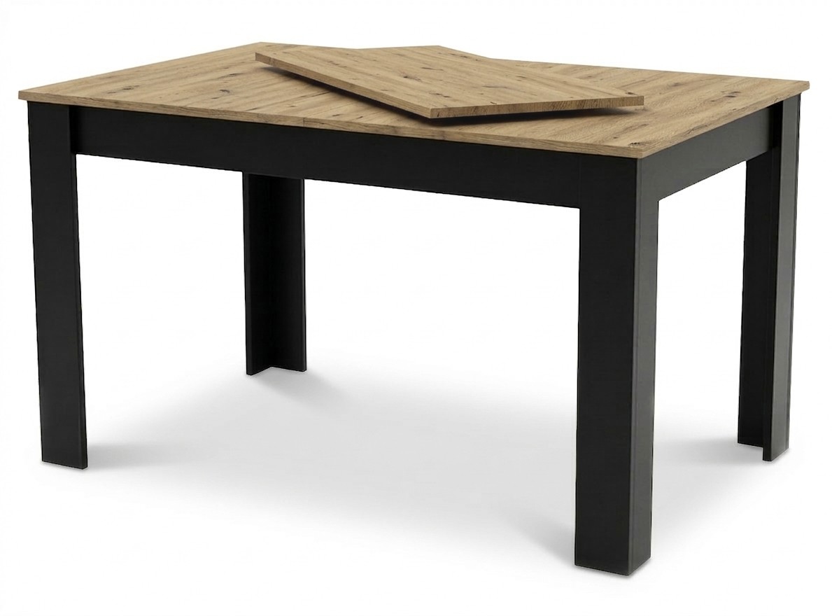Išskleidžiamas stalas su po stalu laikoma įdėklu, ąžuolo artisan ir juodos spalvos, 120–160 × 80 cm 2