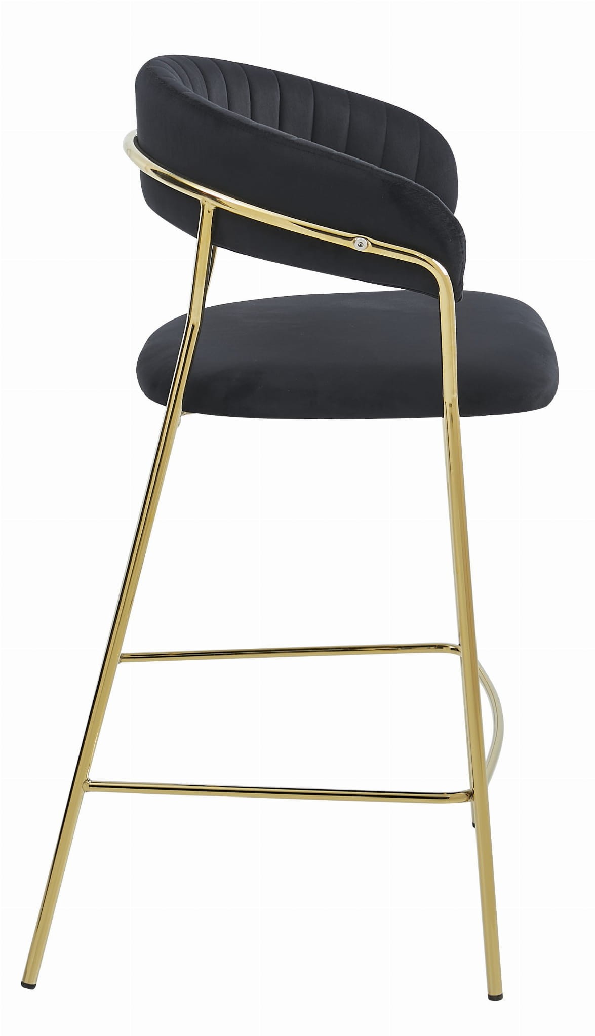 Baro kėdė BADIA, aksominė, juoda su auksinėmis kojomis, 94 cm