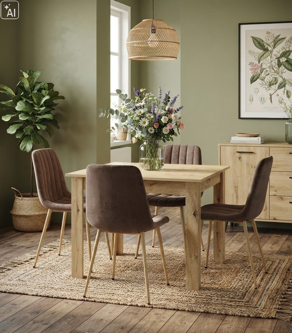 Kėdė su aksominiu apmušalu ir metalinėmis ąžuolo rašto kojomis, tamsiai ruda, 86 cm, 2 vnt. 2