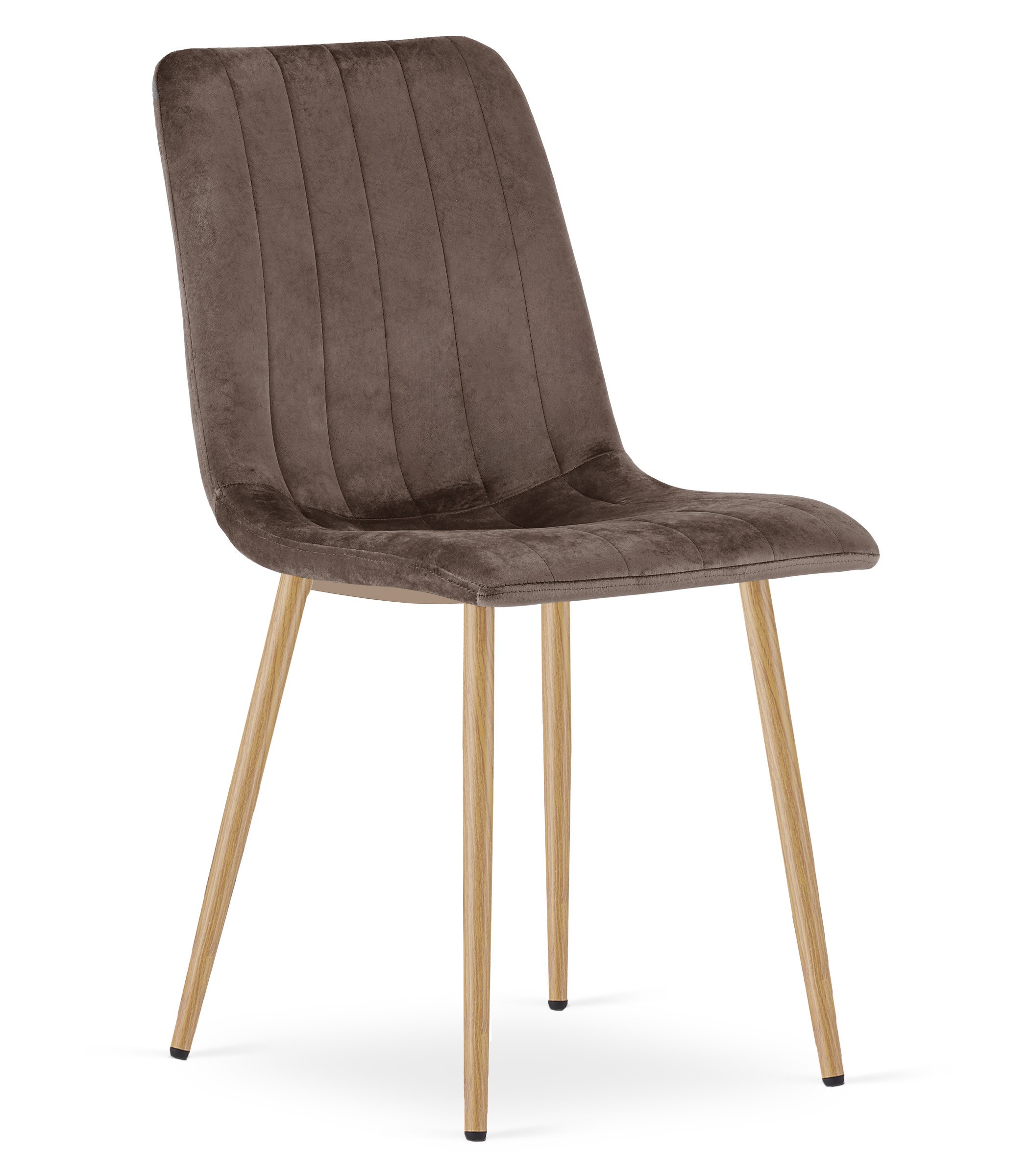 Kėdė su aksominiu apmušalu ir metalinėmis ąžuolo rašto kojomis, tamsiai ruda, 86 cm, 2 vnt.