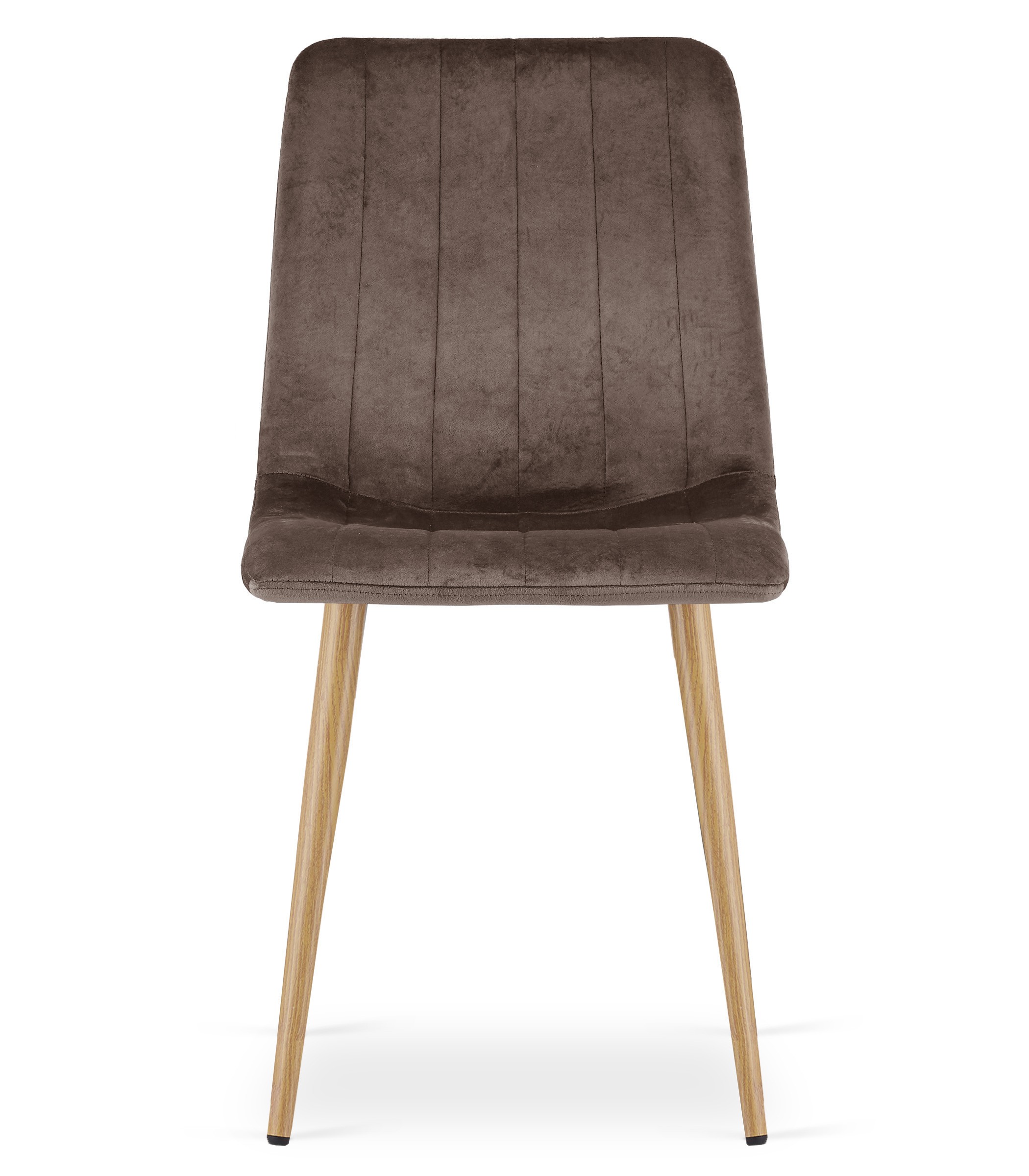 Kėdė su aksominiu apmušalu ir metalinėmis ąžuolo rašto kojomis, tamsiai ruda, 86 cm, 2 vnt. 3