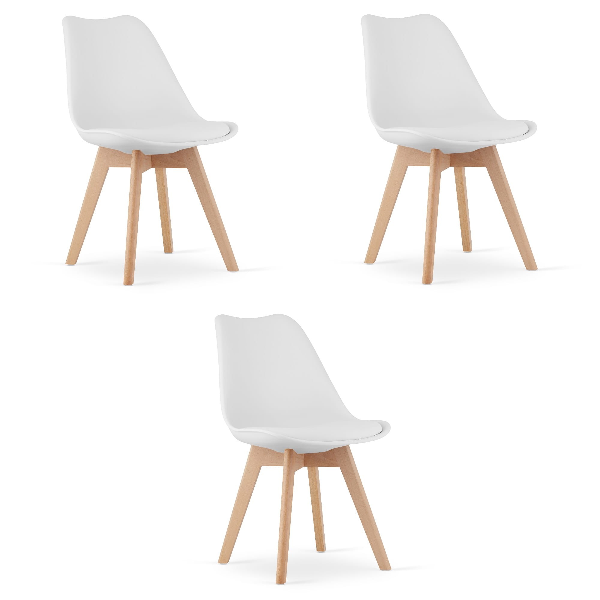 Kėdė MARK su buko medienos kojomis, balta, 82 × 49 cm, 3 vnt.