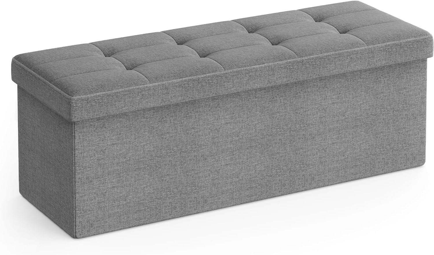 Pufas su daiktadėže, sulankstomas, šviesiai pilkas, 110 × 38 × 38 cm