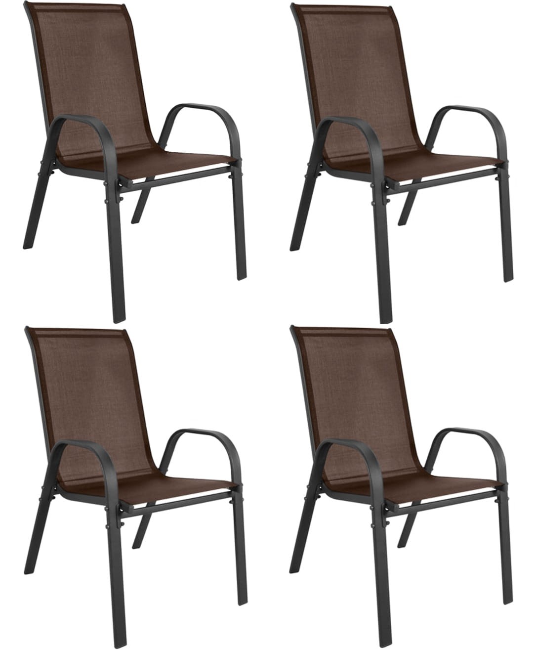Lauko kėdė su porankiais, sudedama viena ant kitos, ruda, 91 cm, 4 vnt.