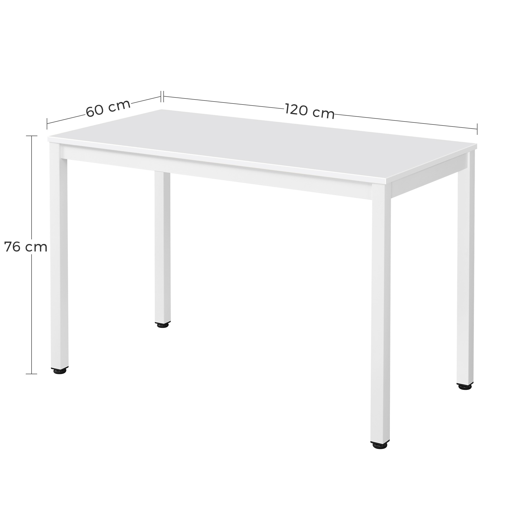 Stalas su reguliuojamomis kojelėmis, baltas, 120 × 60 × 76 cm 3