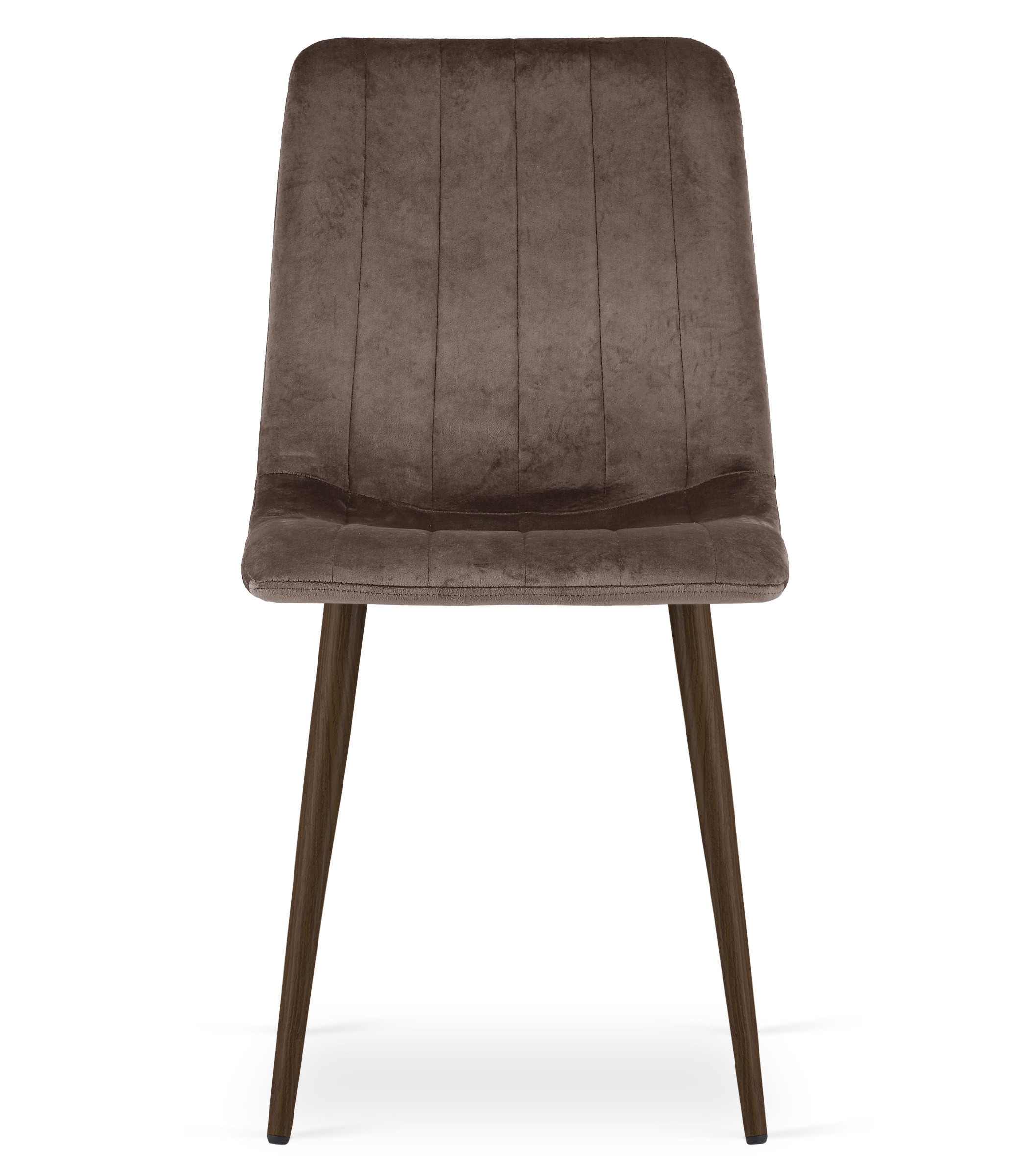 Kėdė veliūriniu apmušalu, riešutmedžio rašto kojelėmis, tamsiai ruda, 86 cm, 2 vnt. 3