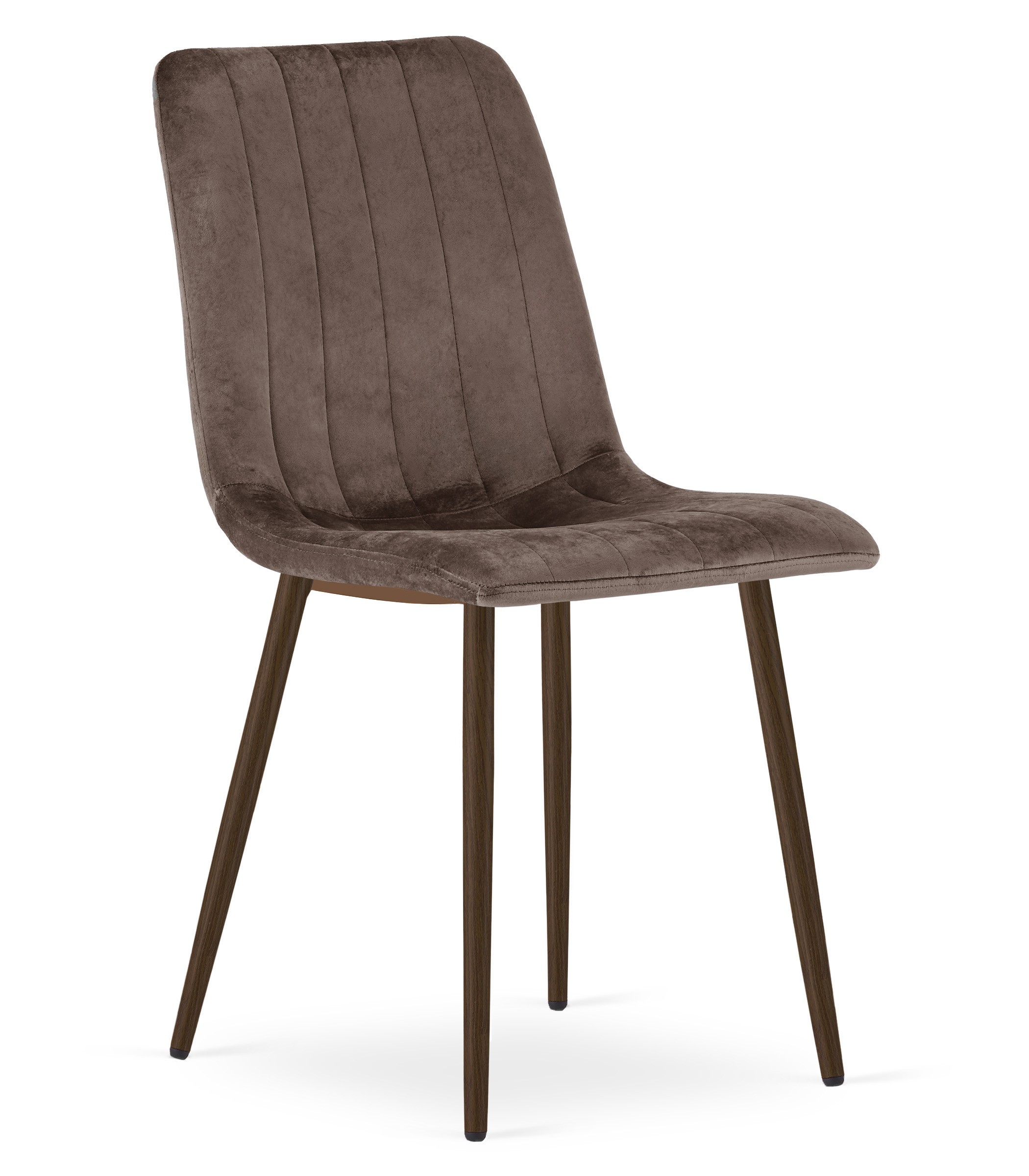 Kėdė veliūriniu apmušalu, riešutmedžio rašto kojelėmis, tamsiai ruda, 86 cm, 2 vnt.
