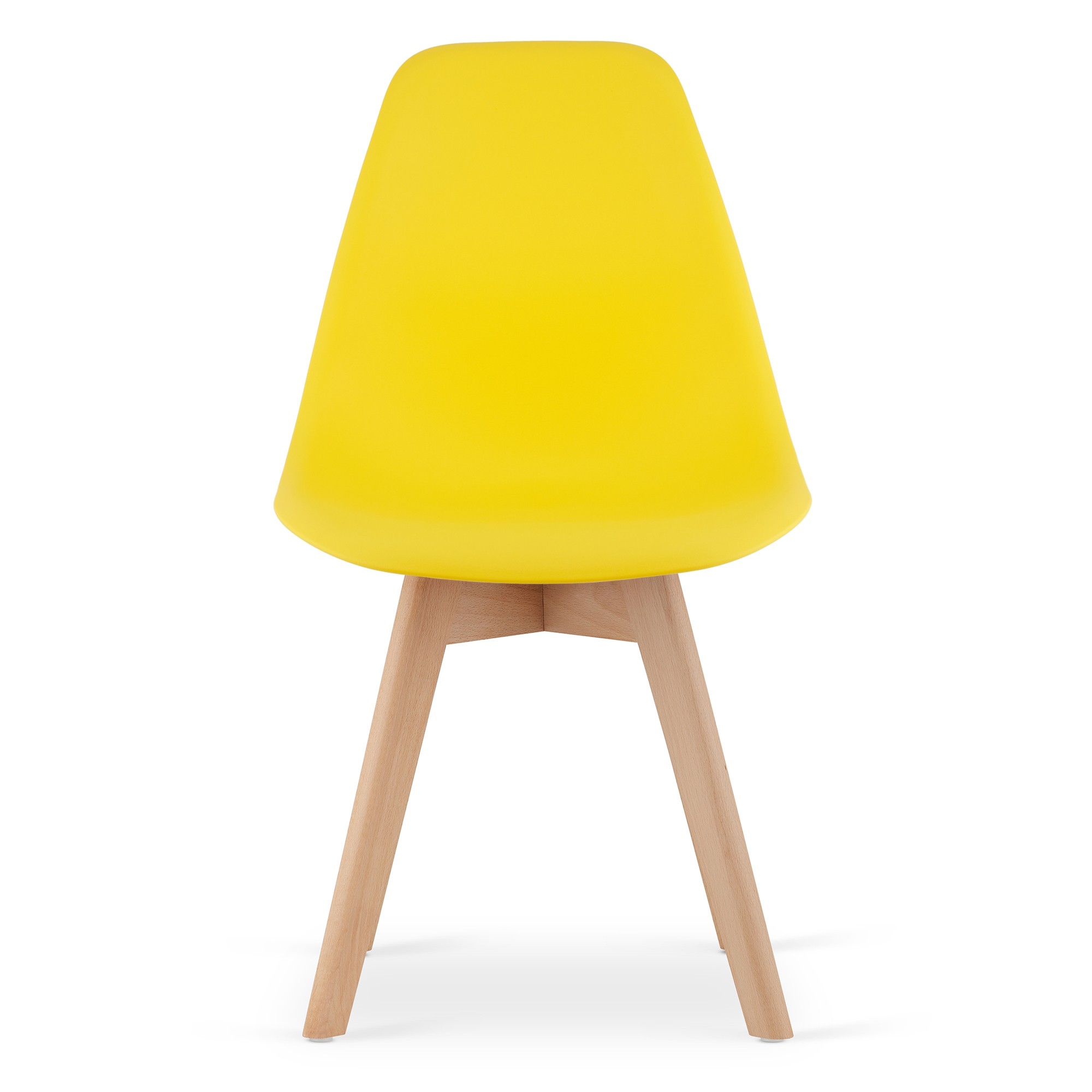 Kėdžių komplektas su buko kojomis, geltonas, 80 cm, 4 vnt. 2